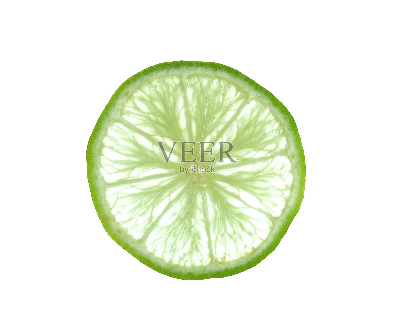 绿色柠檬片背光在白色的背景照片摄影图片