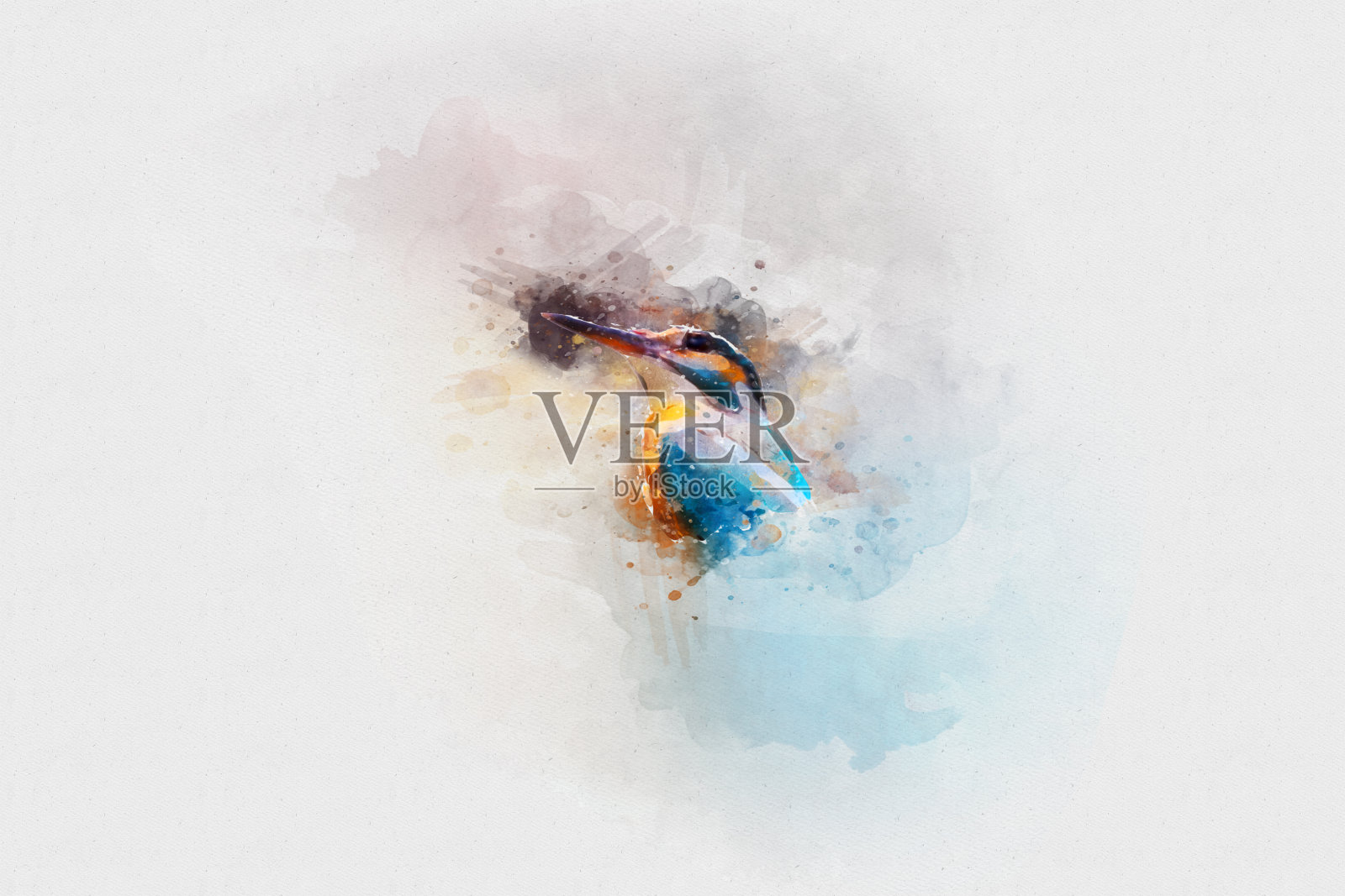 美丽的艺术翠鸟水彩画照片摄影图片