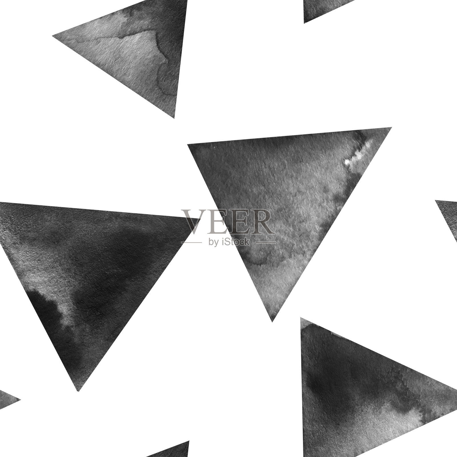 无缝模式与水彩三角形插画图片素材