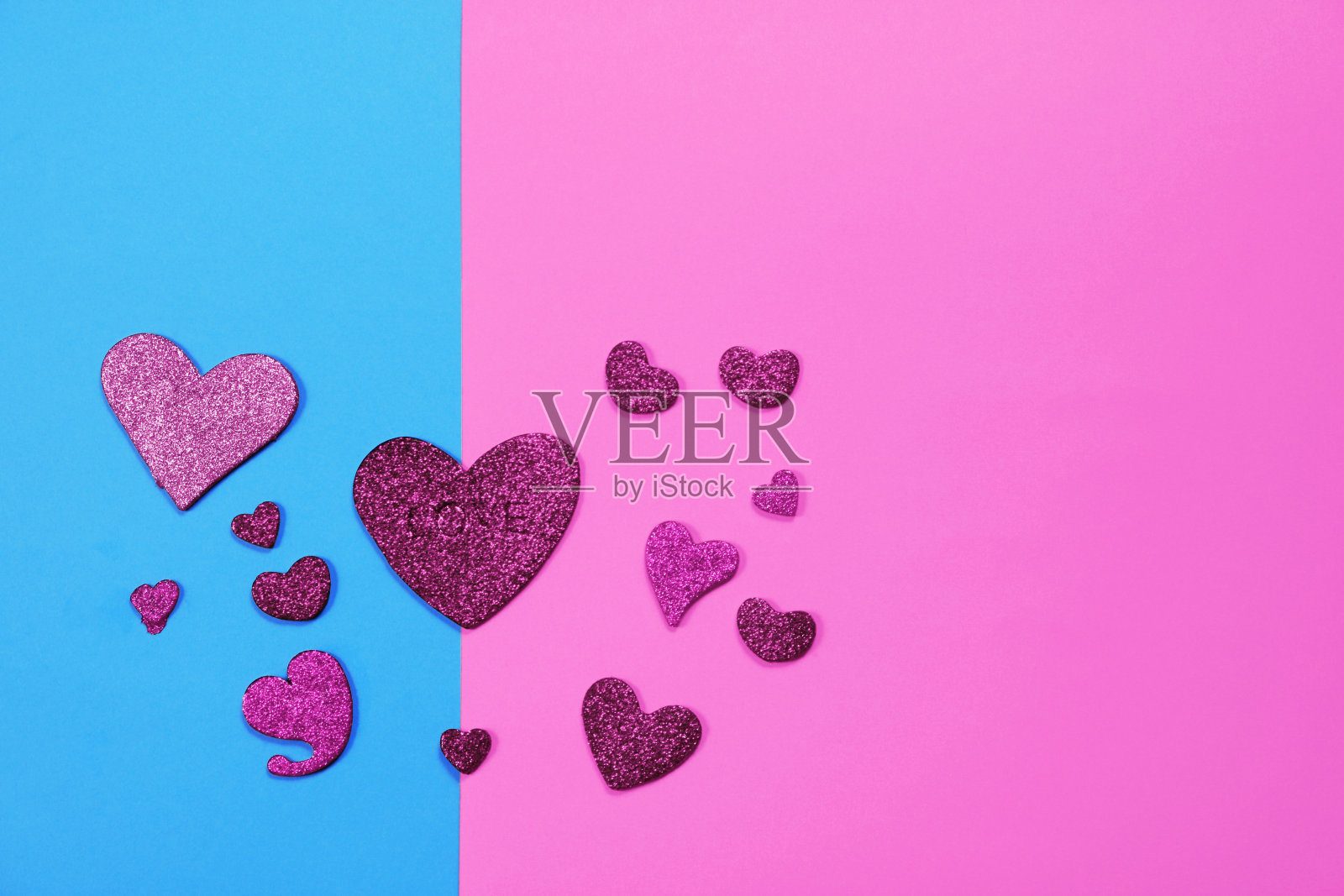 红心双色调背景，情人节背景照片摄影图片