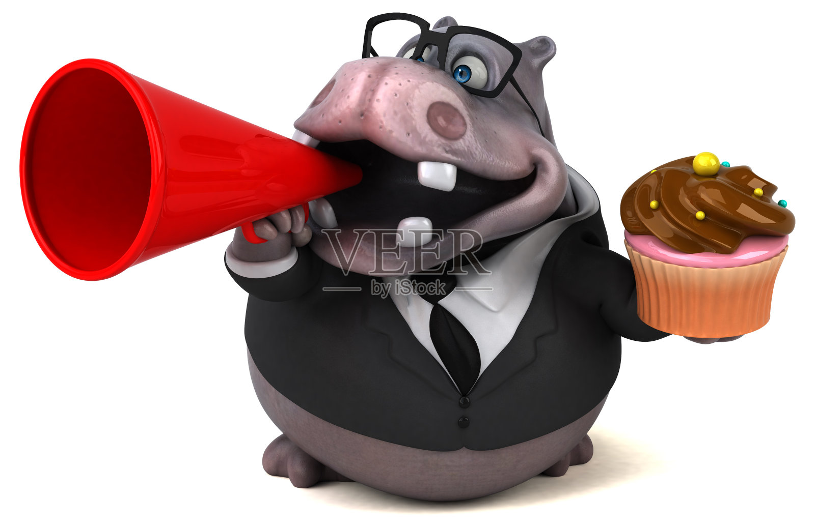 有趣的河马- 3D插图照片摄影图片