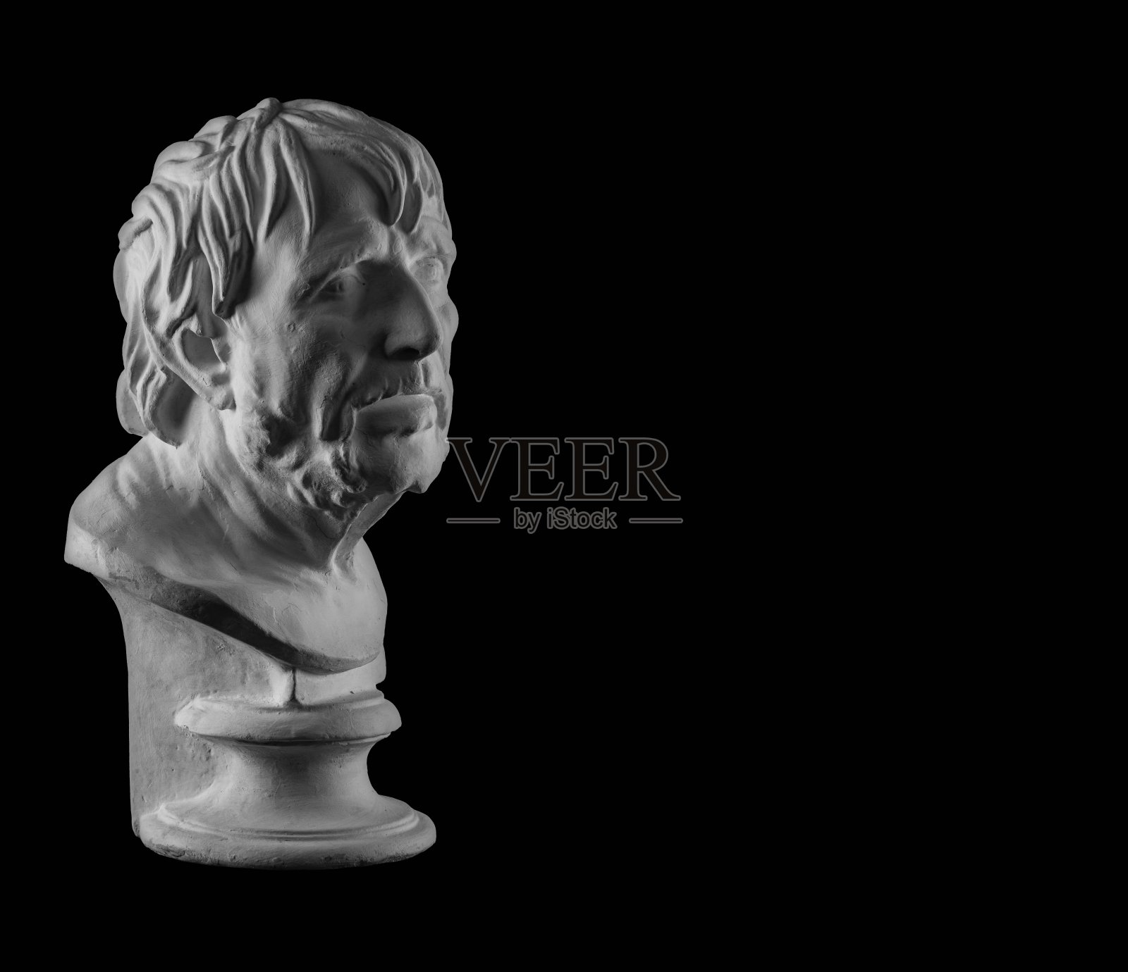 一个老人的白色石膏半身像雕塑肖像照片摄影图片