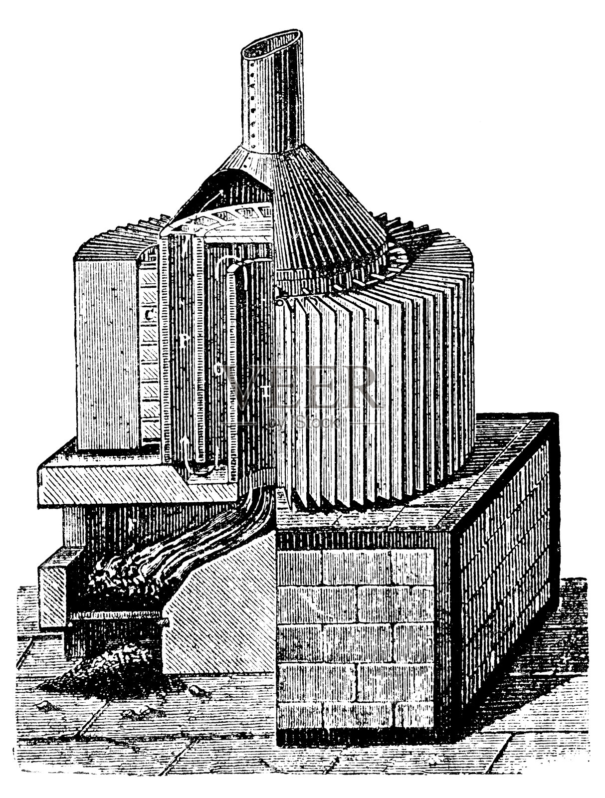Clamond截面的热电柱插画图片素材