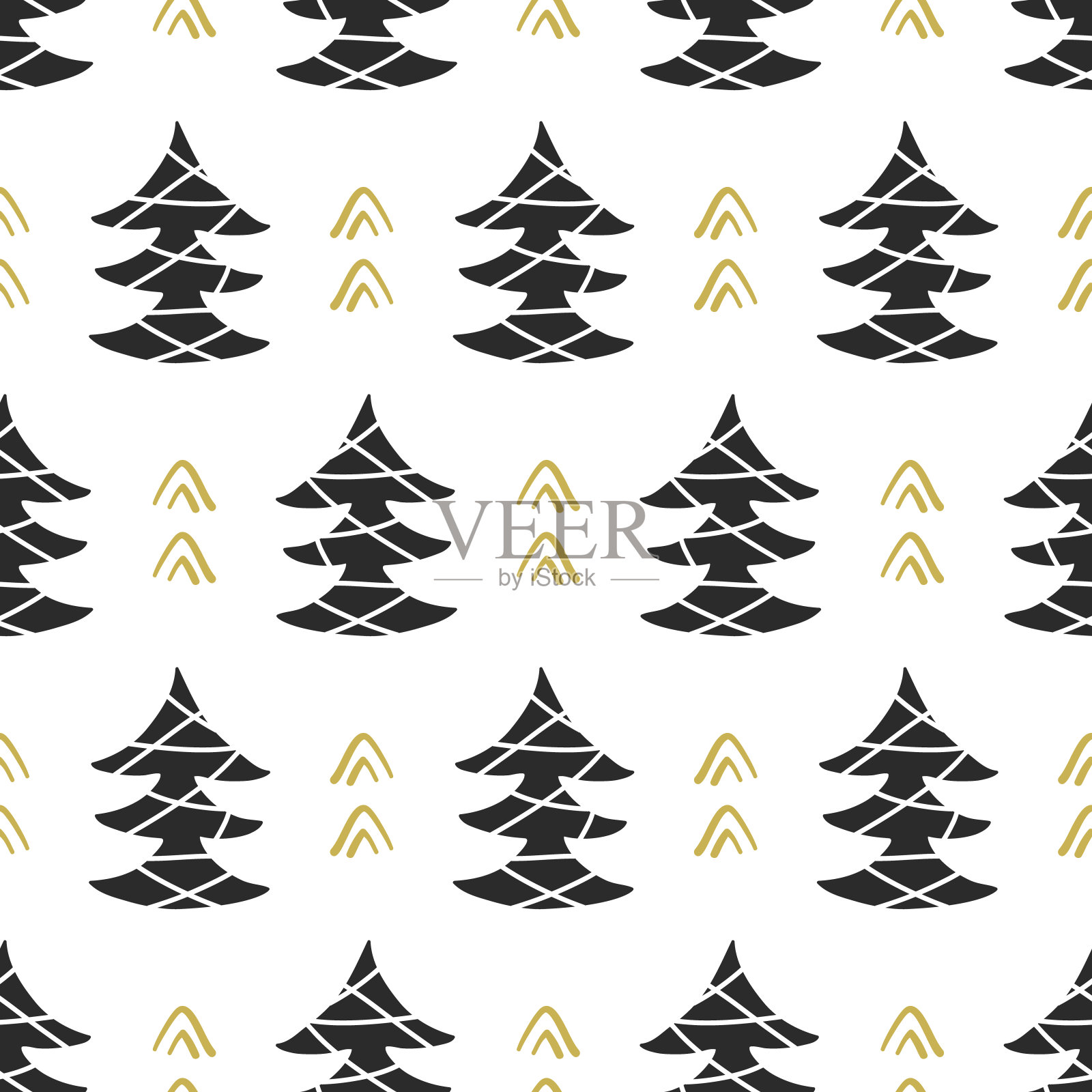 北欧森林树木北欧无缝模式插画图片素材