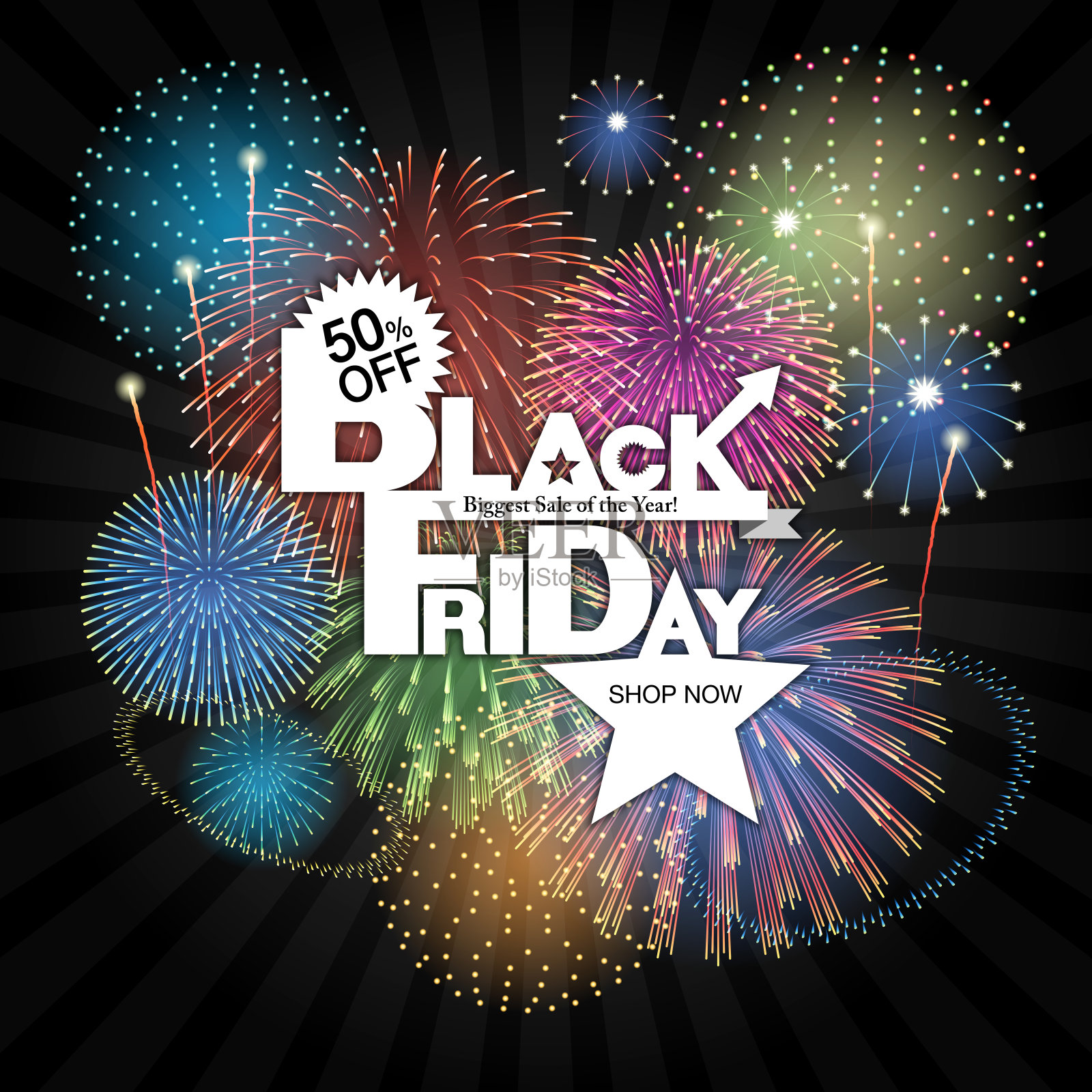 黑色星期五背景[烟火]设计元素图片