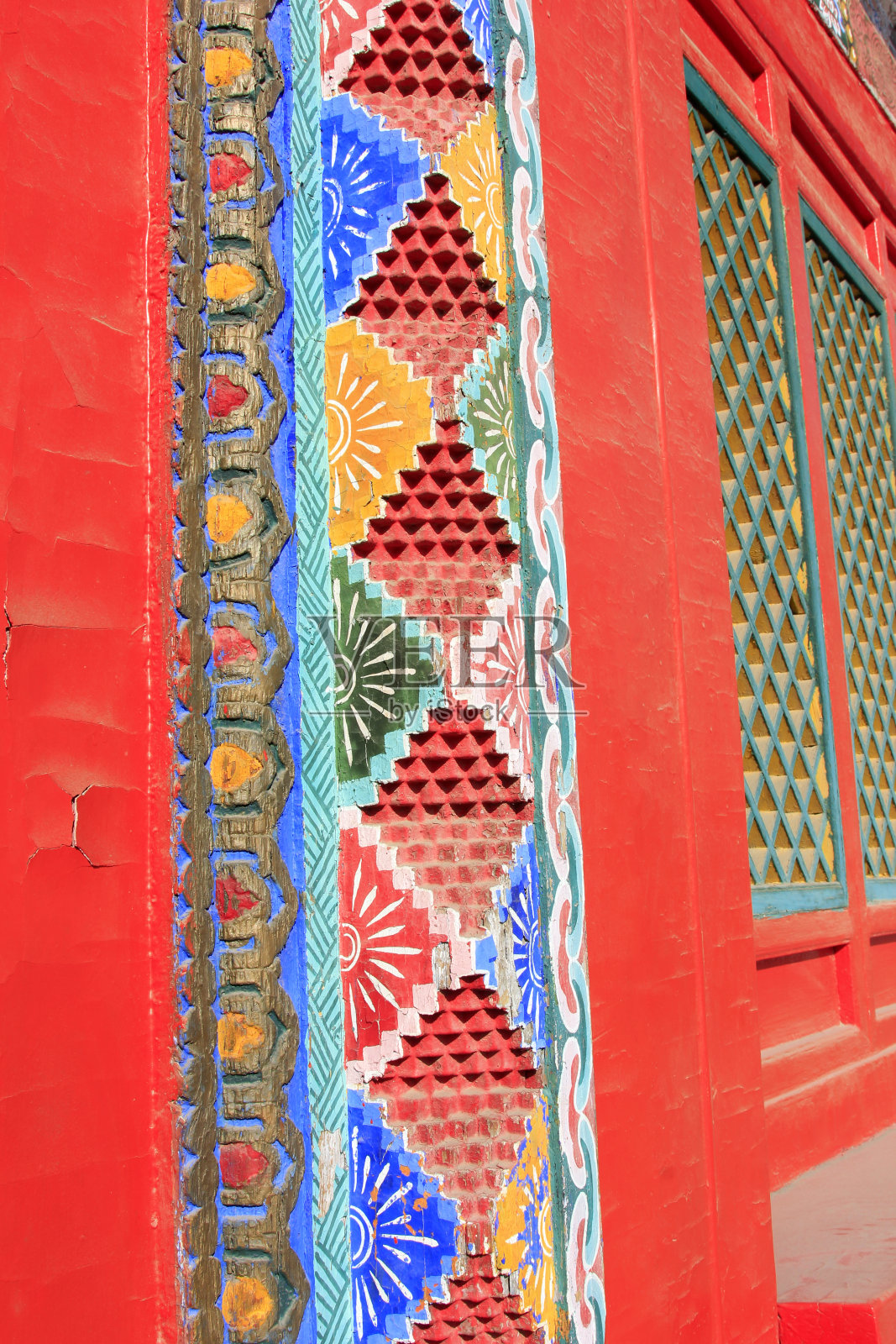 门框装饰彩绘图案，特写照片照片摄影图片