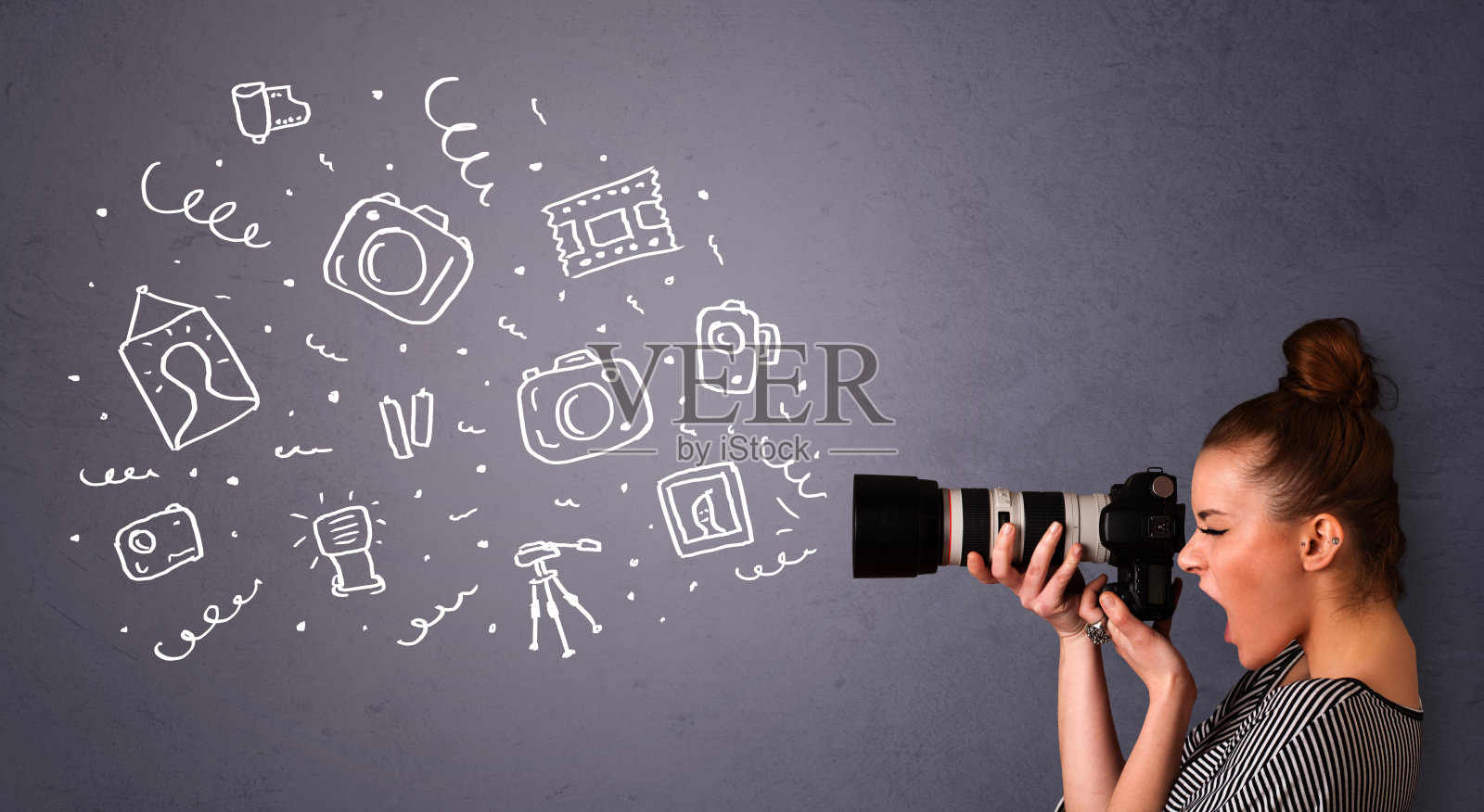 摄影师女孩拍摄摄影图标照片摄影图片