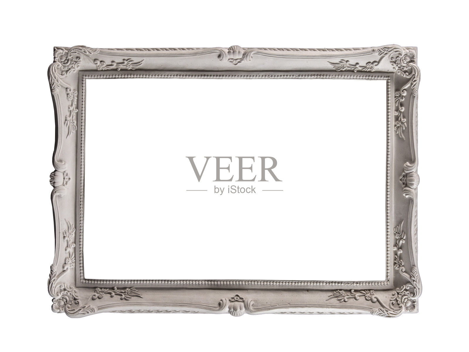 白色石膏画框和镜子照片摄影图片