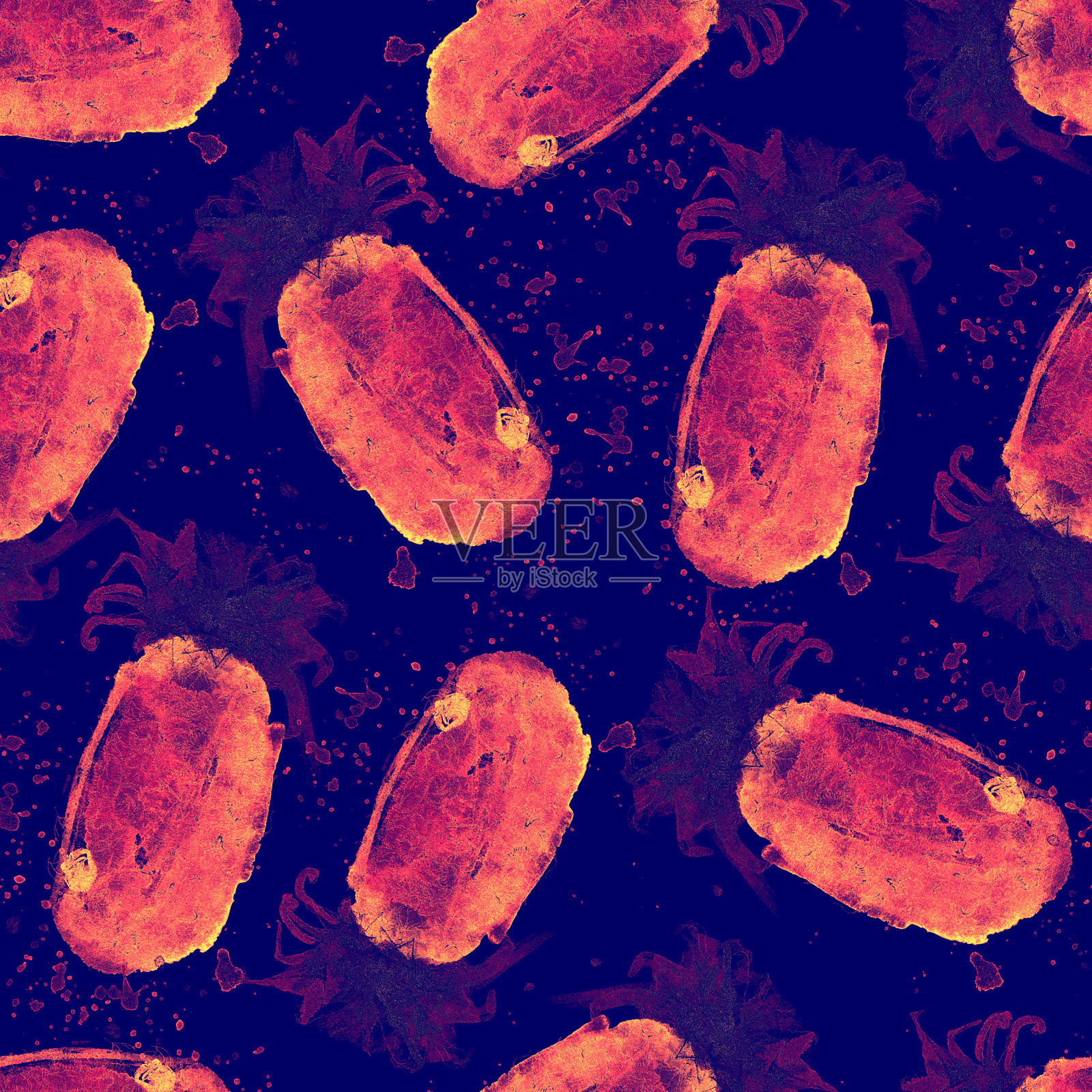 菠萝的模式。夏天奇异的打印。插画图片素材