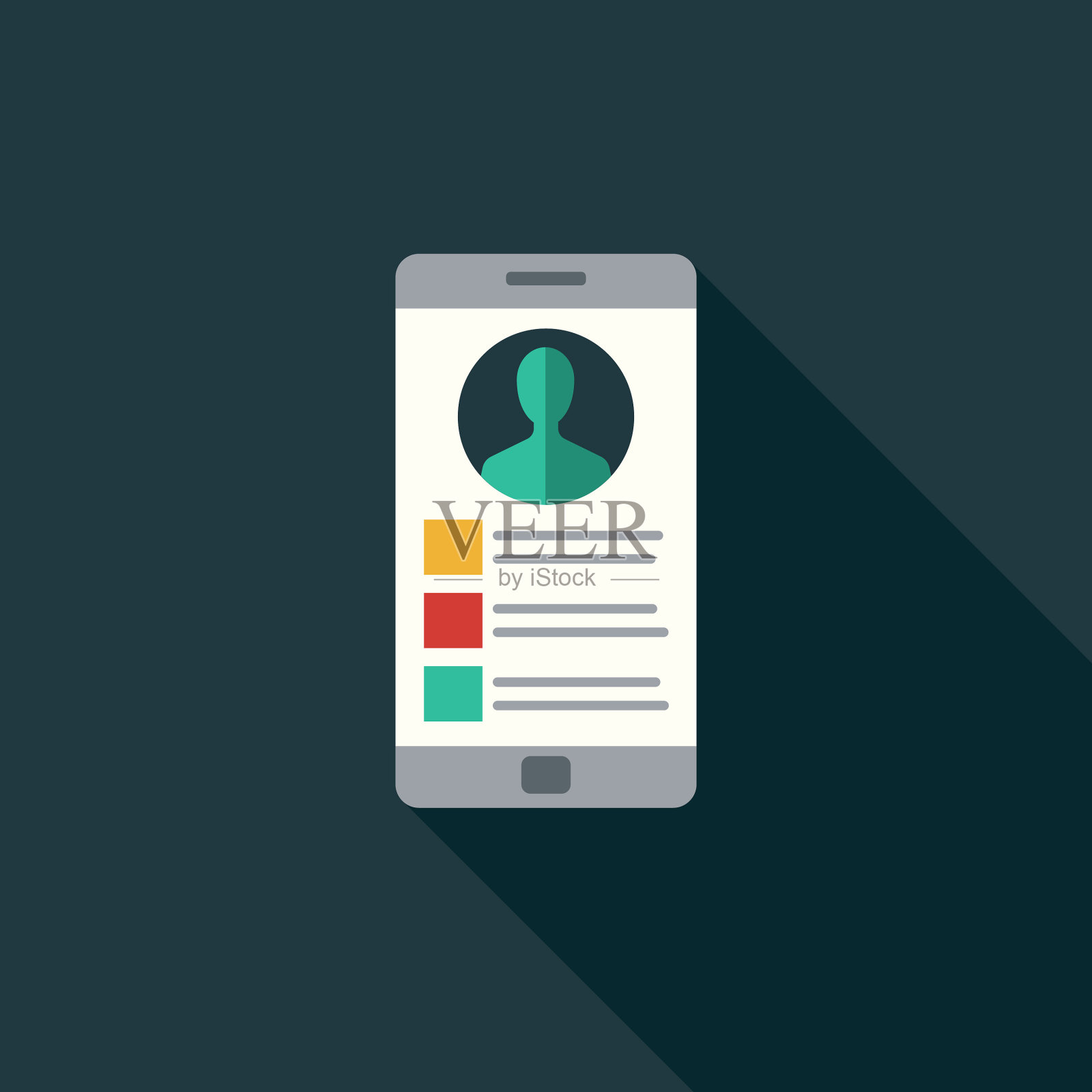 个人资料页社交媒体平面设计图标与侧影插画图片素材