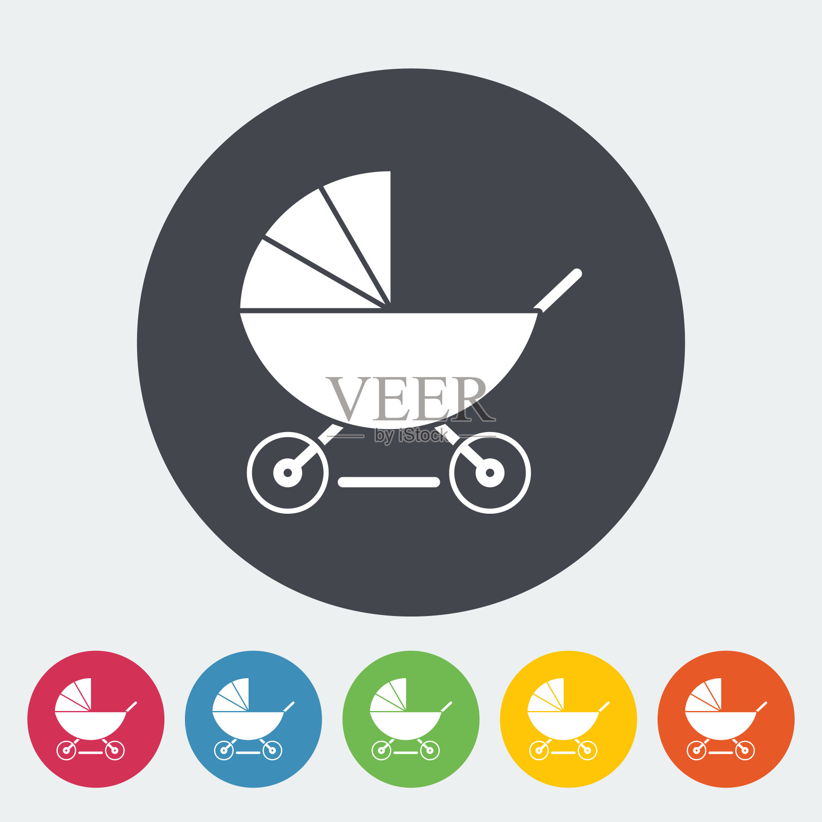 婴儿车平图标插画图片素材