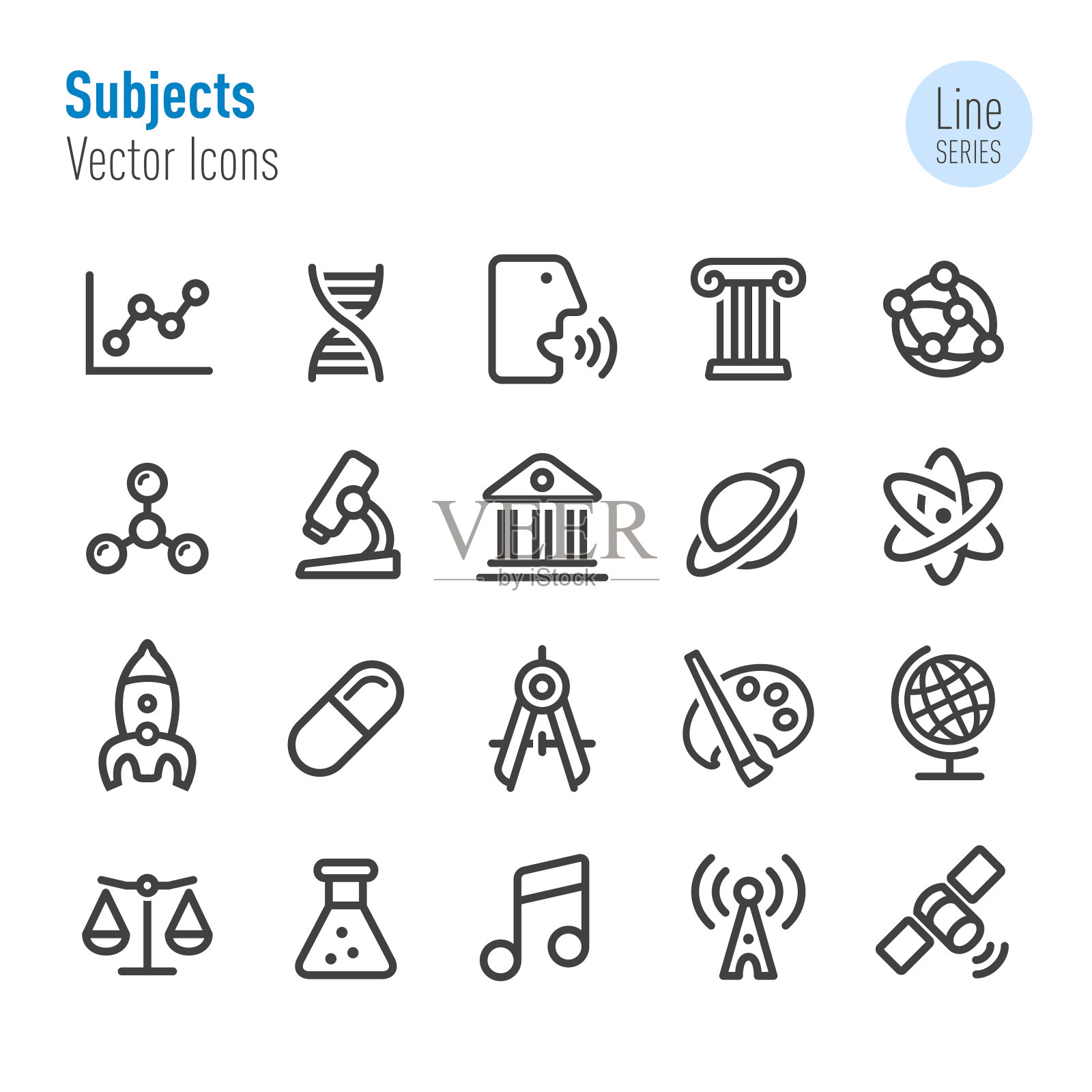 教育主题图标-线系列插画图片素材