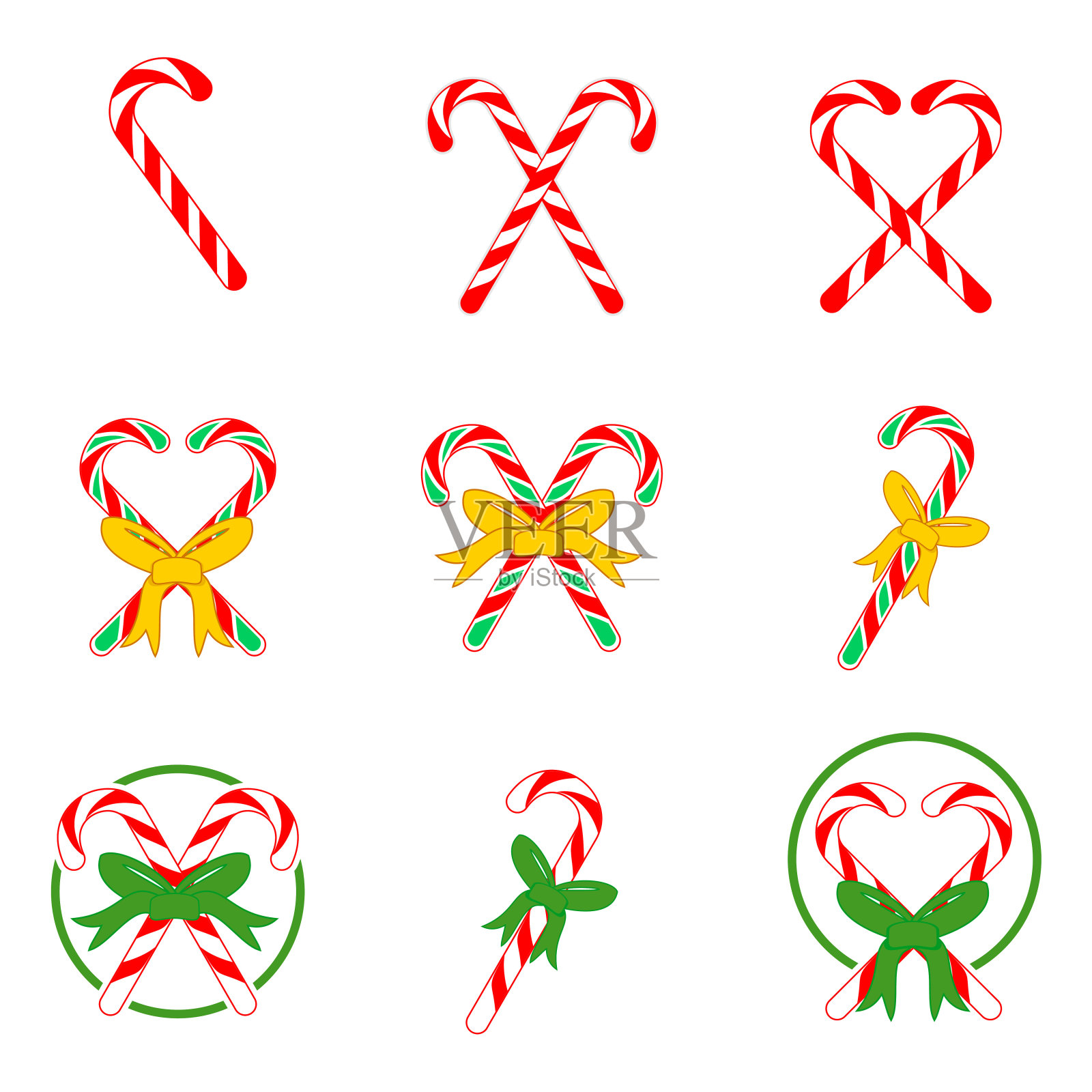 圣诞手杖糖果套装插画图片素材