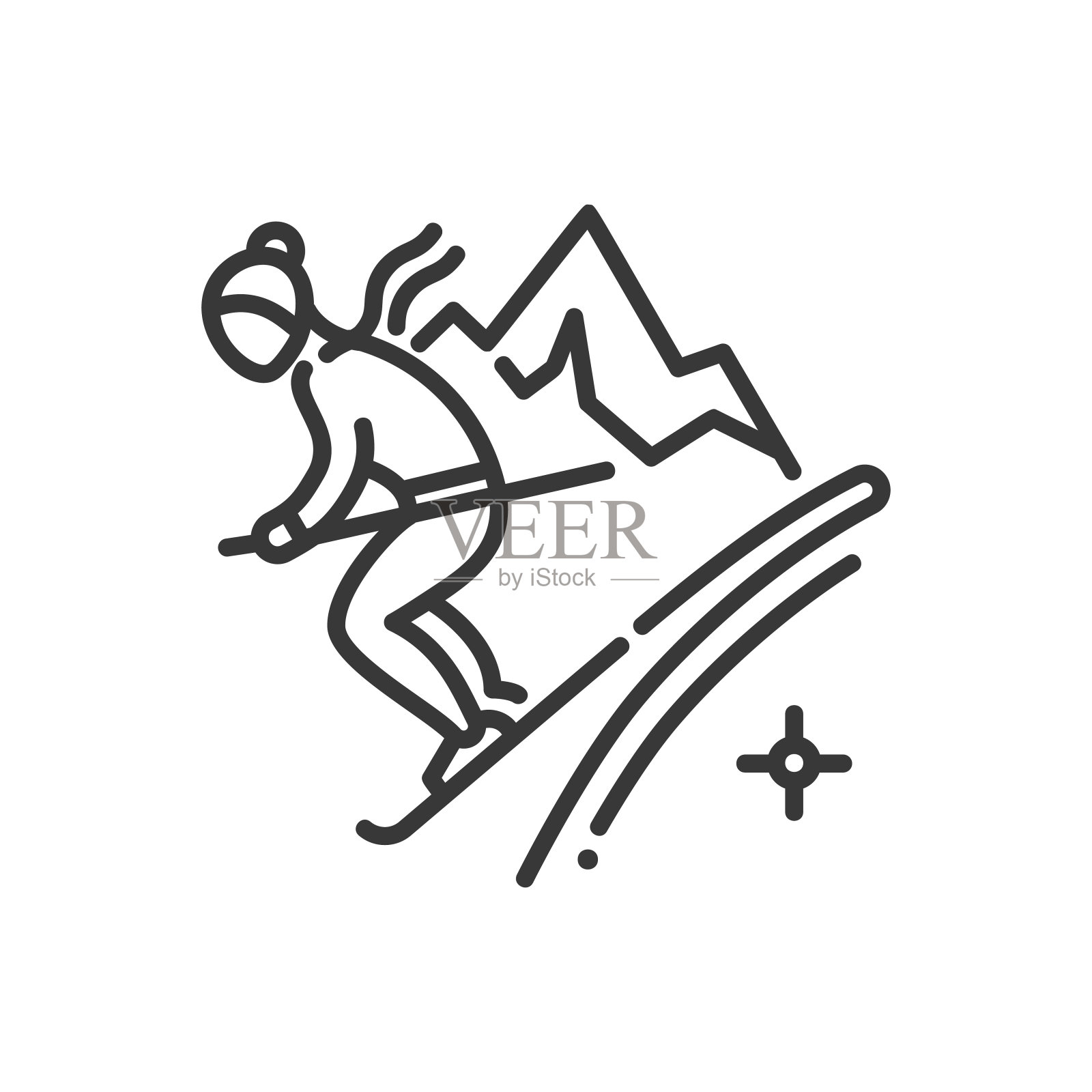 高山滑雪线设计单一孤立的图标插画图片素材