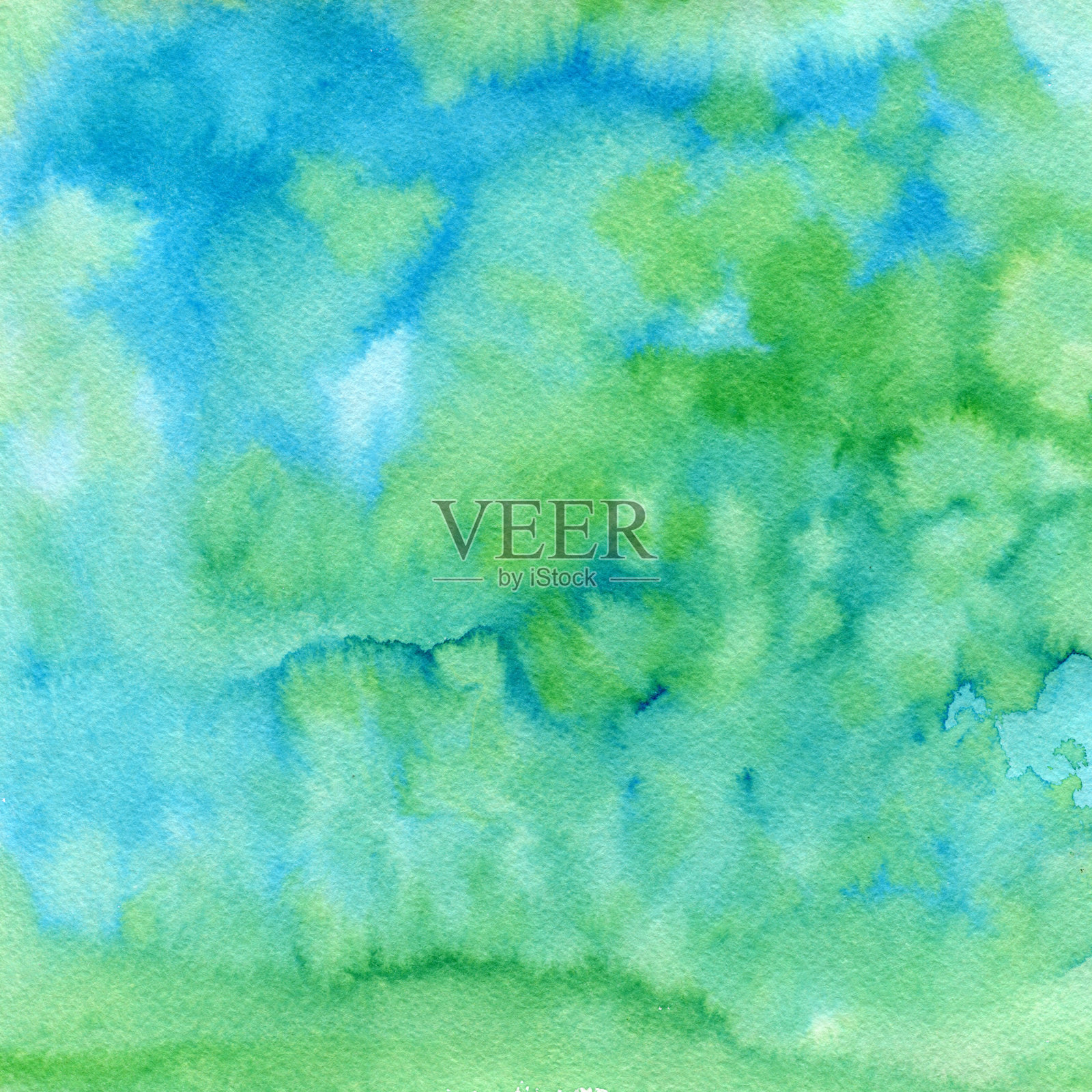 手绘绿色水彩抽象油漆纹理。光栅飞溅的背景。插画图片素材