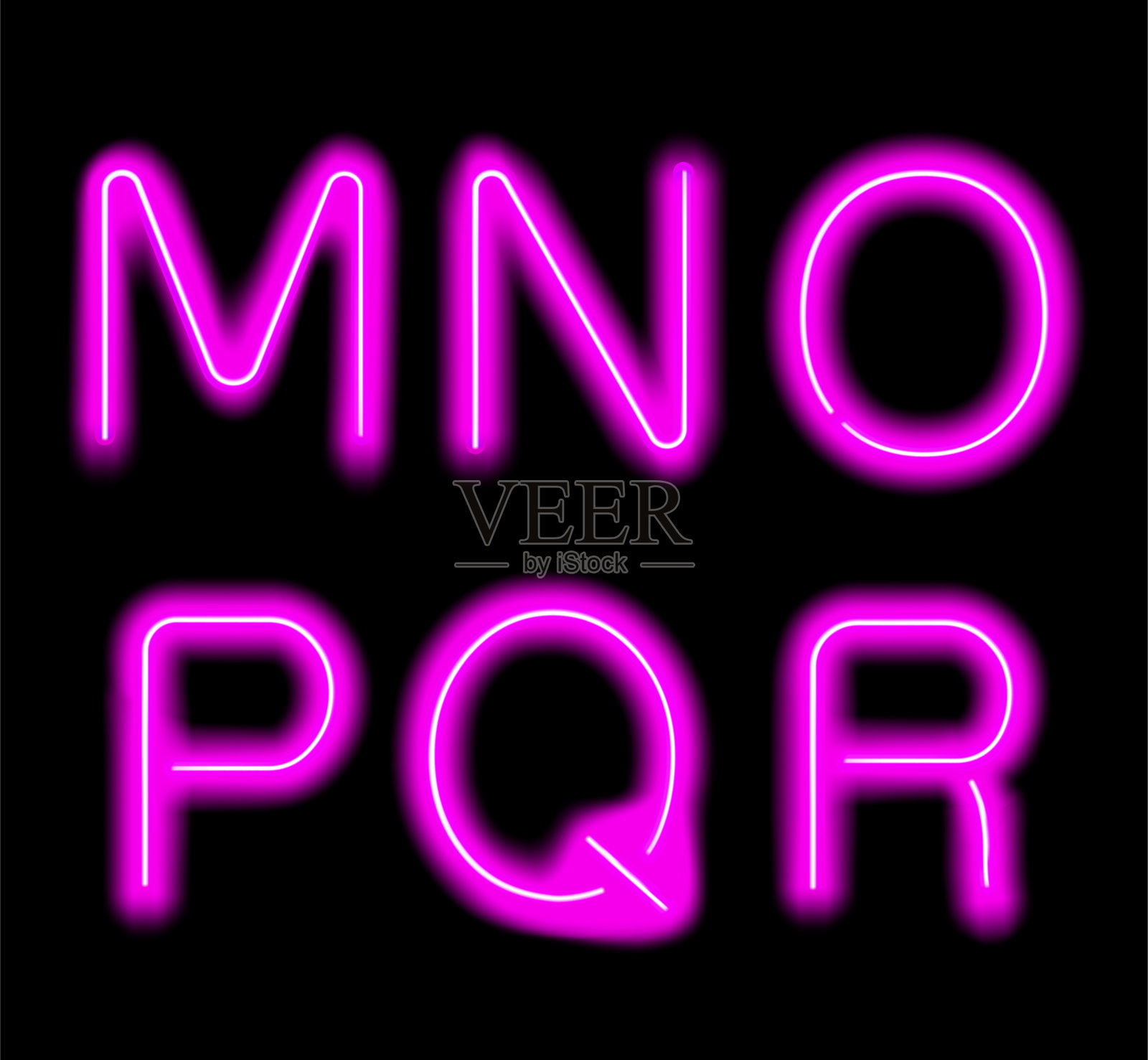 发光的霓虹灯字母表设计元素图片