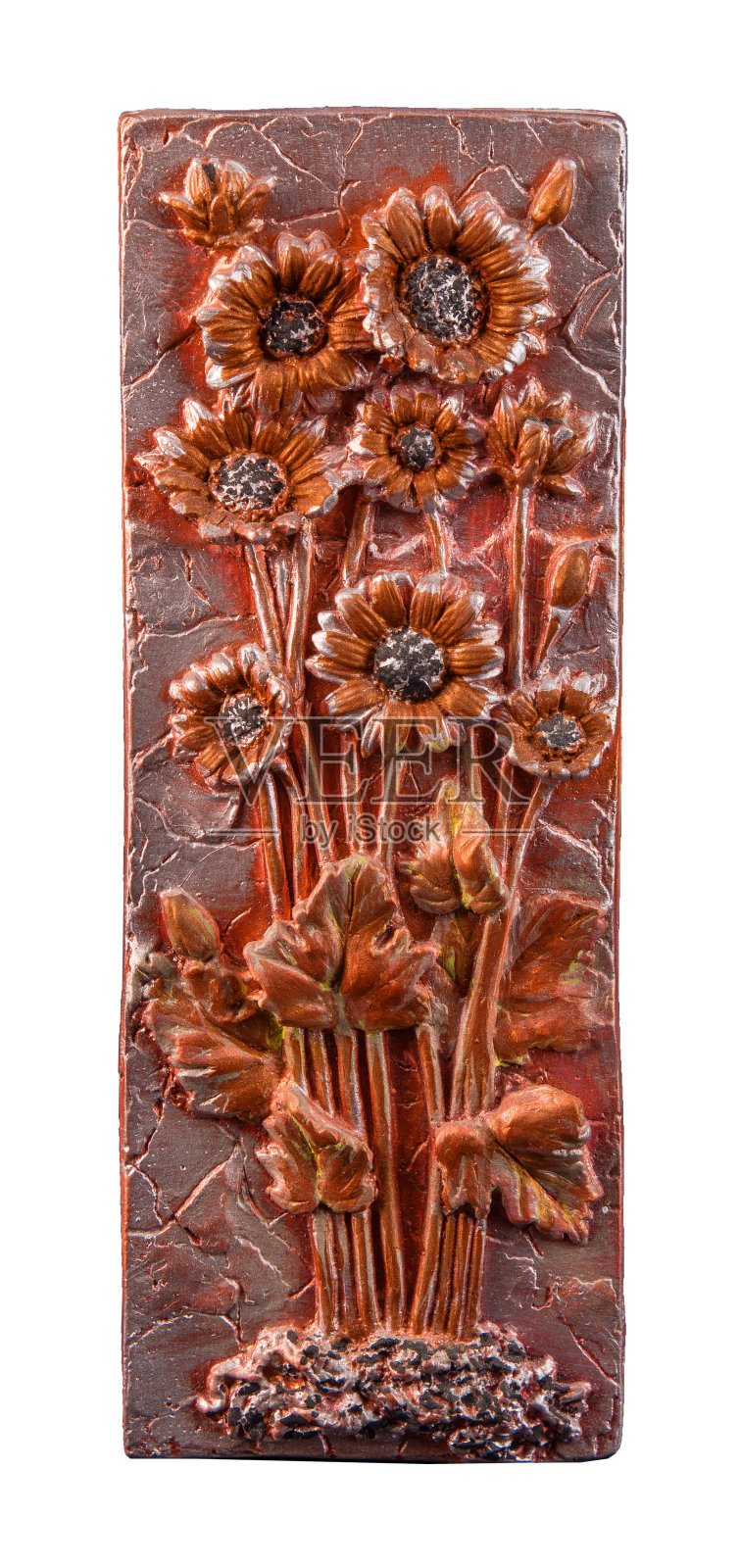 石膏画，彩色的花卉图案在一个孤立的背景照片摄影图片