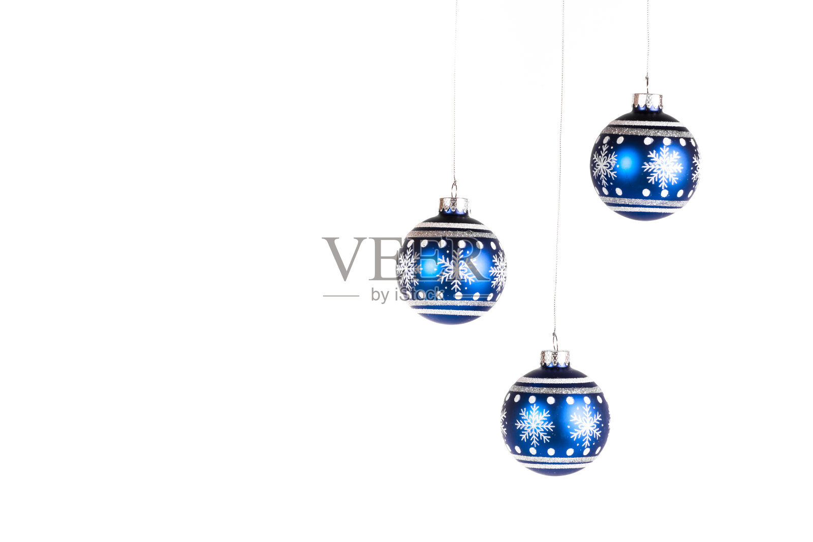 蓝色圣诞装饰与拷贝空间照片摄影图片