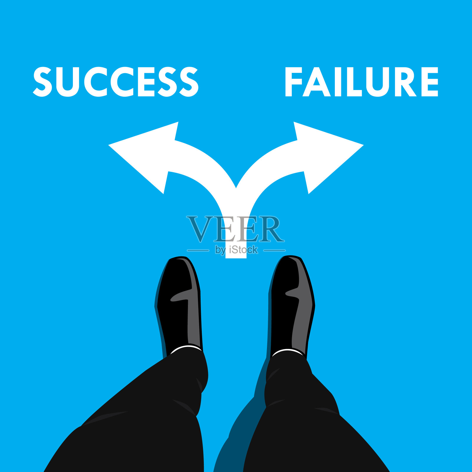 商人在十字路口-成功或失败插画图片素材