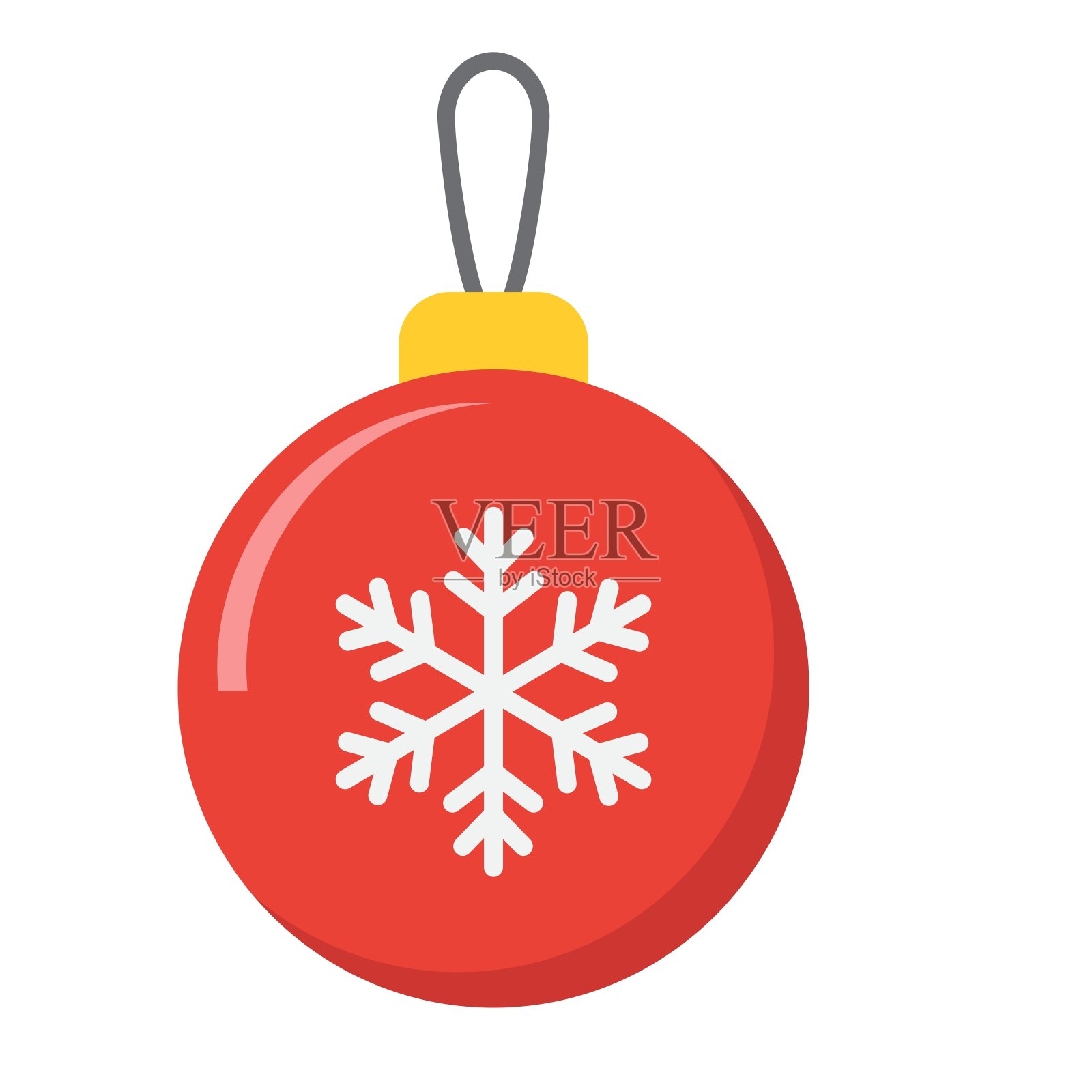 圣诞树球平图标，新年和圣诞节，圣诞标志矢量图形，彩色固体图案上的白色背景，eps 10。插画图片素材