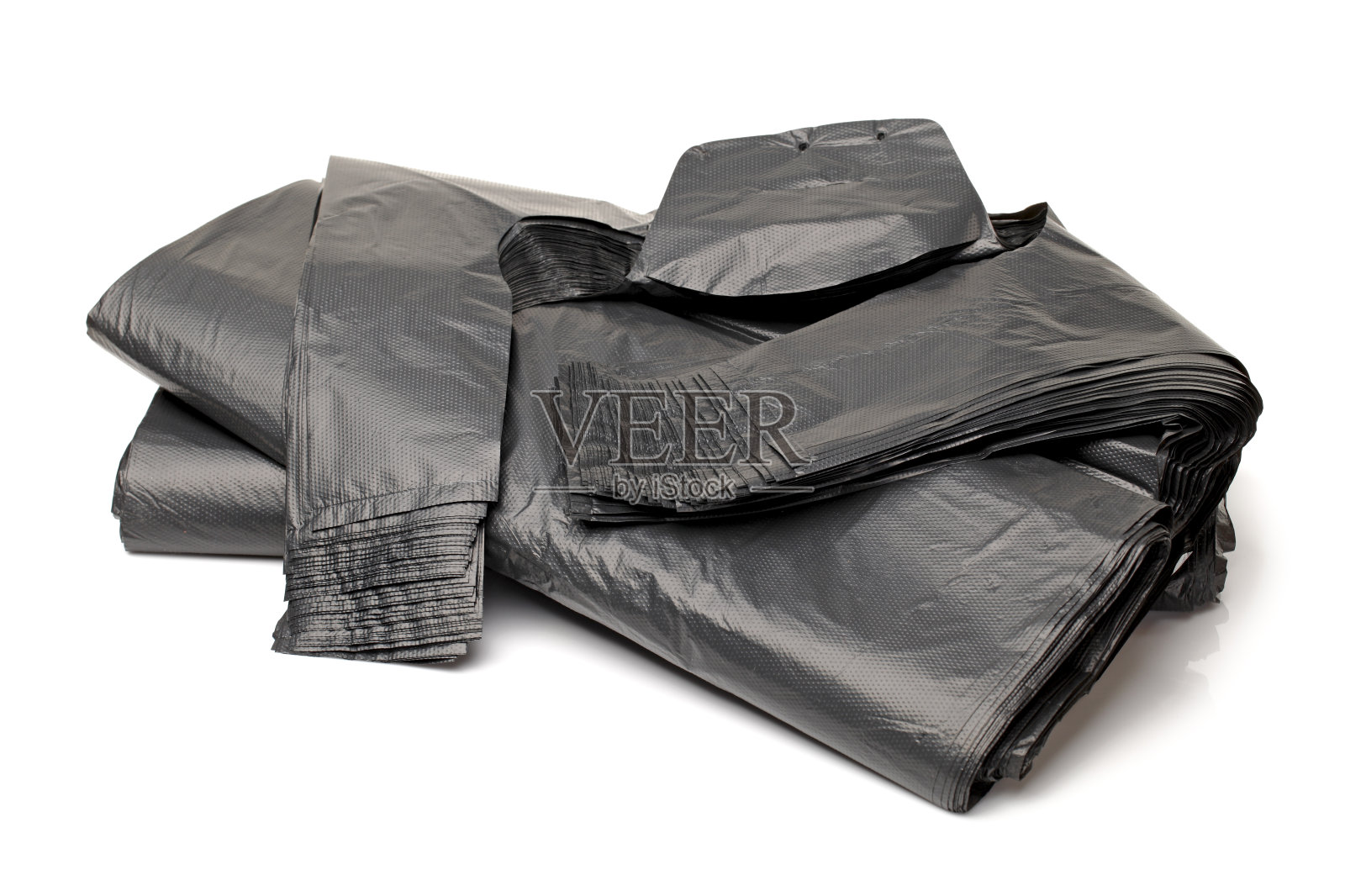 孤立的黑色垃圾袋上的白色背景照片摄影图片