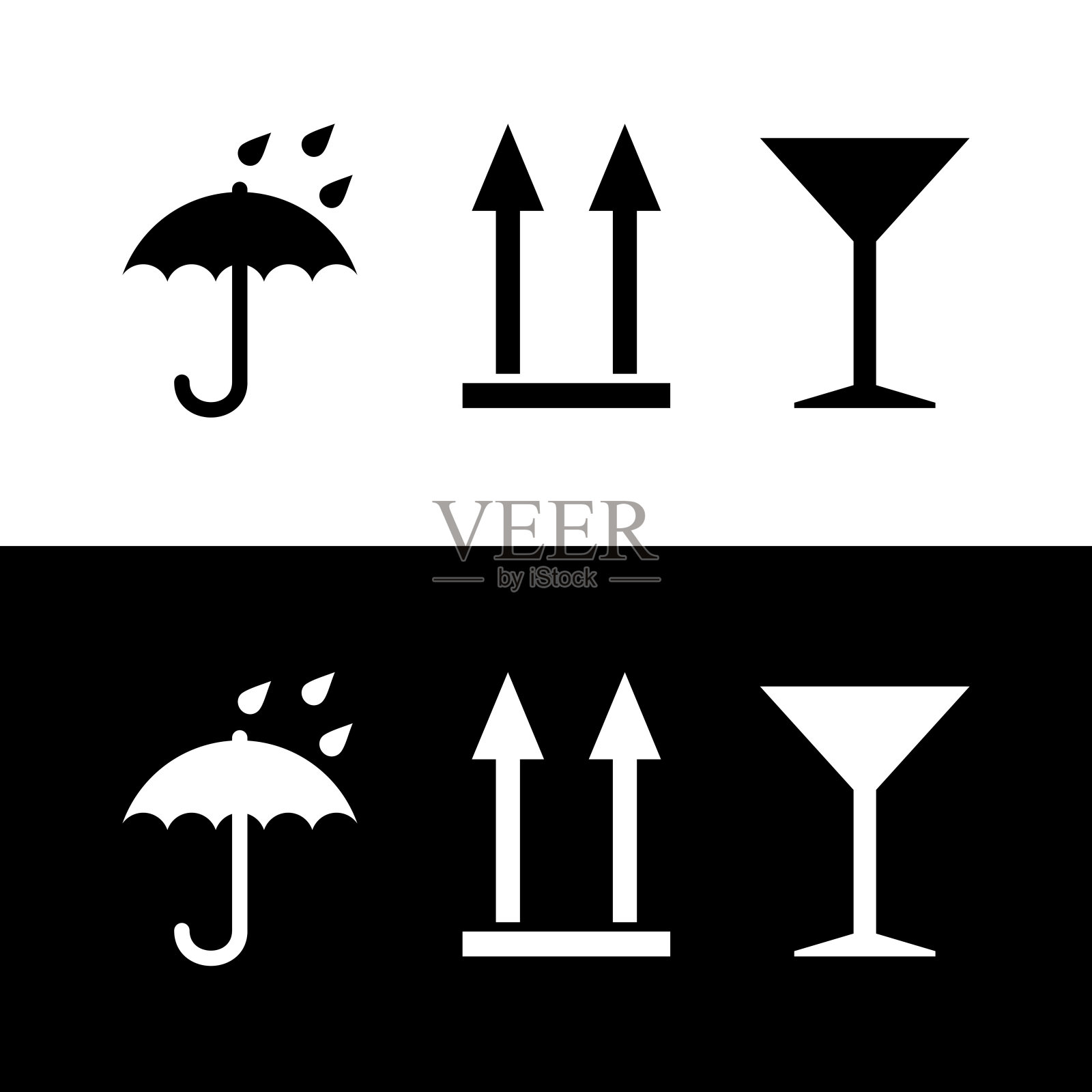 图标伞，马提尼酒杯，向上箭头插画图片素材