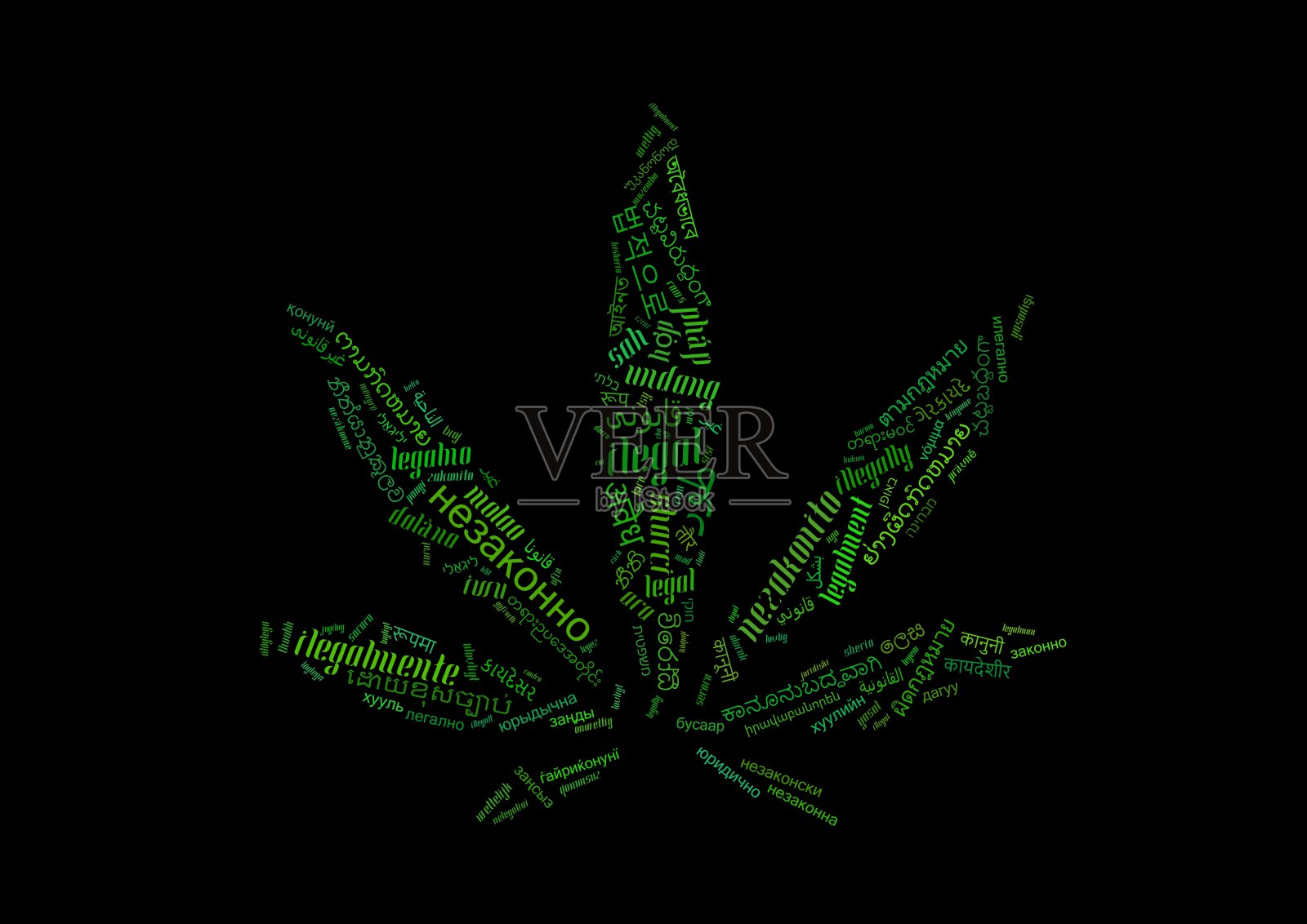 在很多不同的语言中，大麻叶词都有合法和非法的词照片摄影图片