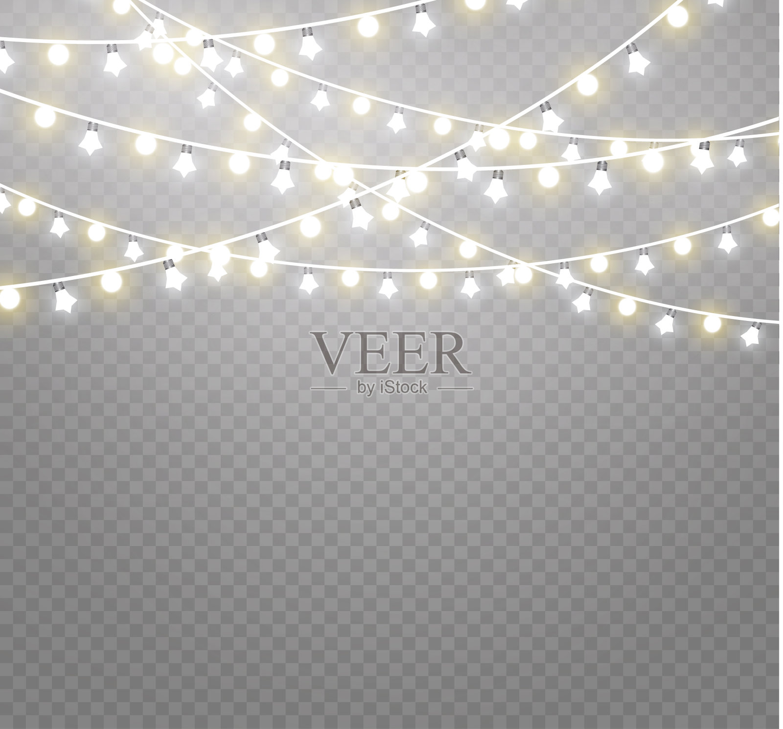 圣诞灯孤立在透明的背景。圣诞节的花环。矢量图插画图片素材