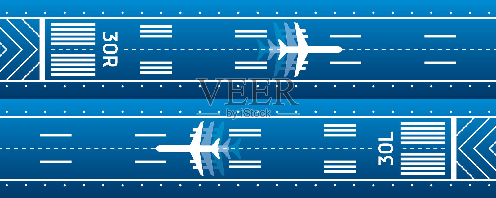 飞机在跑道上。航空运输说明。飞机在跑道上。矢量设计插画图片素材