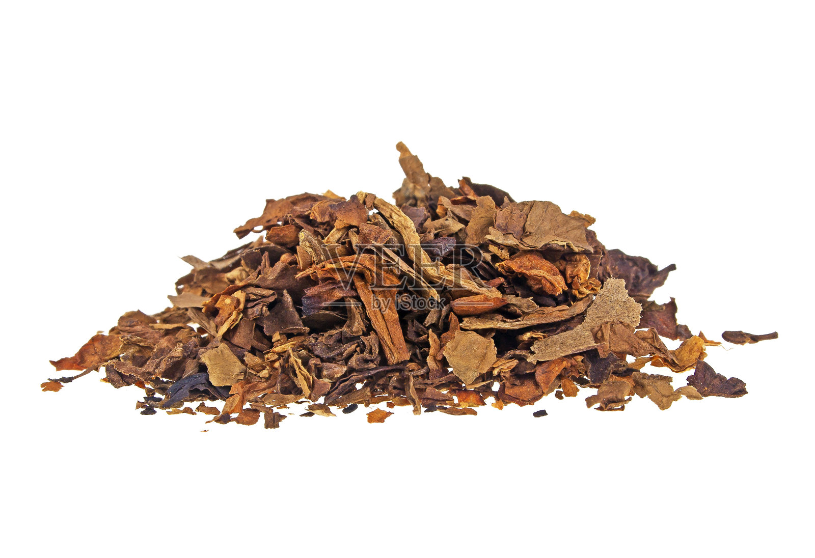 在白色背景上孤立的吸干的烟草照片摄影图片