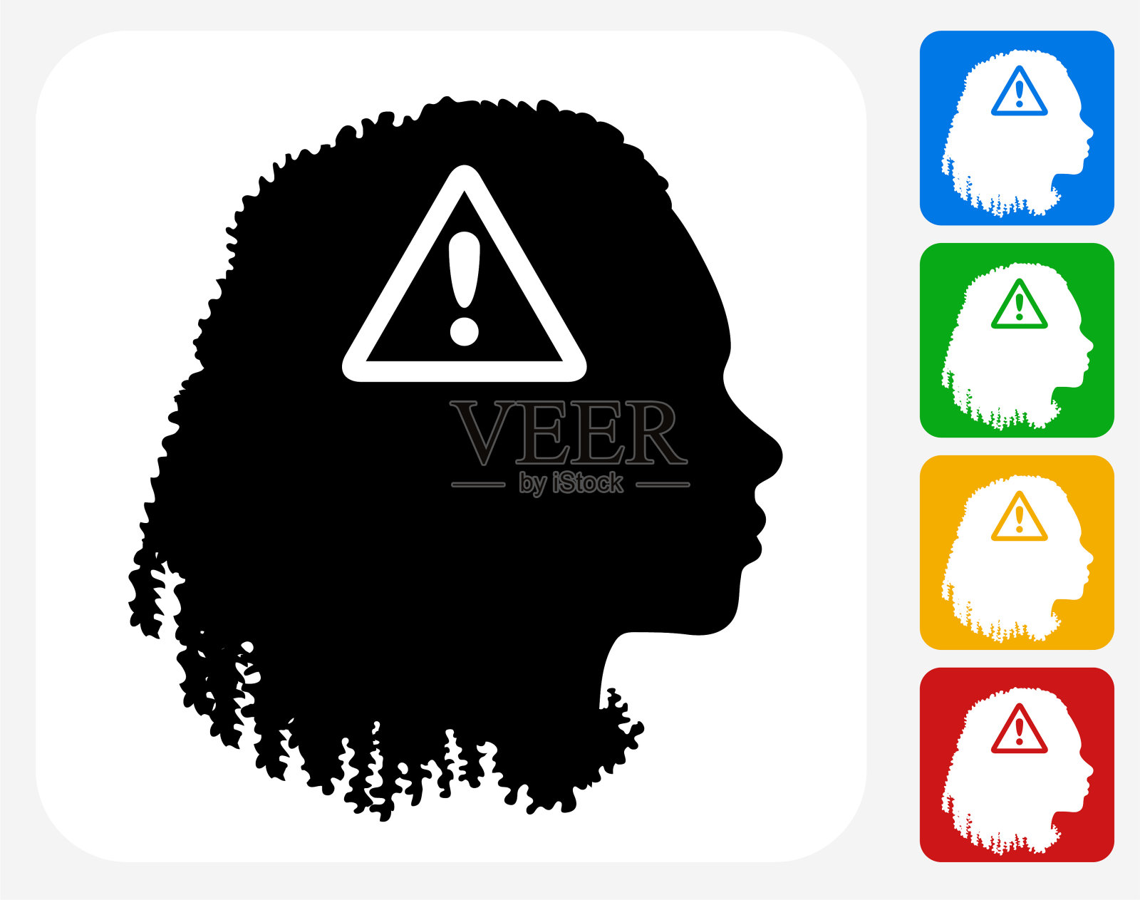 注意标志、感叹号、面部轮廓插画图片素材