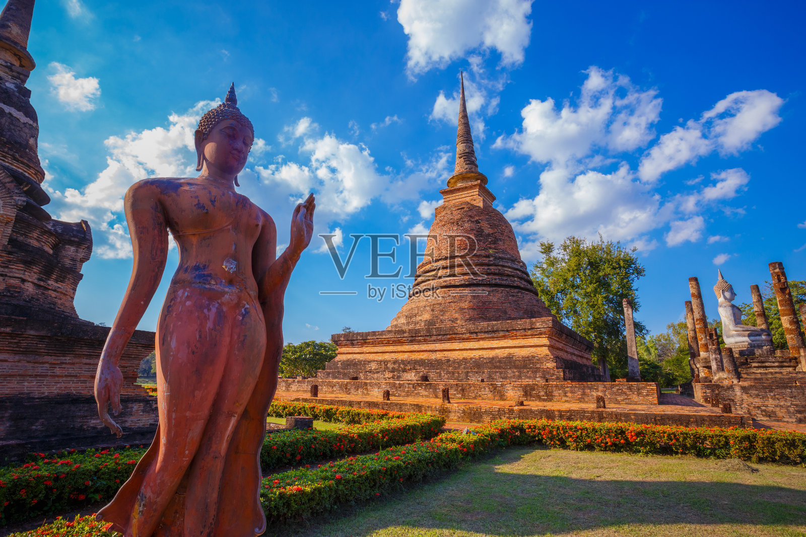 素可泰历史公园内的萨斯寺寺是泰国联合国教科文组织的世界遗产照片摄影图片