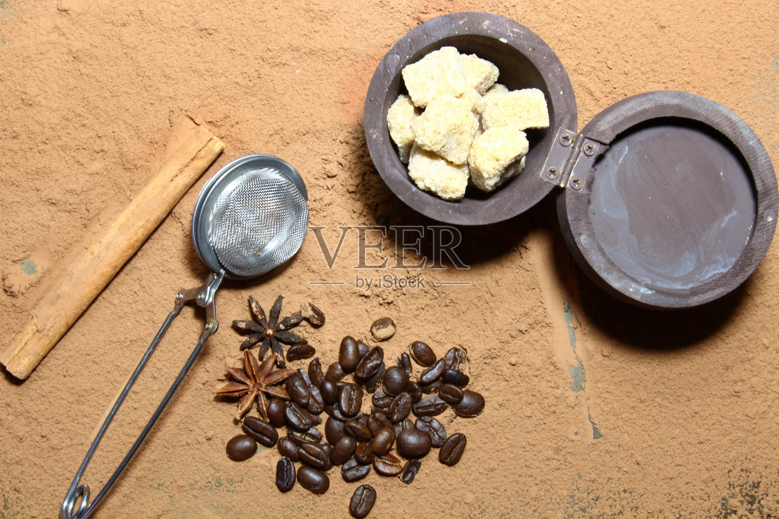 制作可可和咖啡饮料的原料照片摄影图片