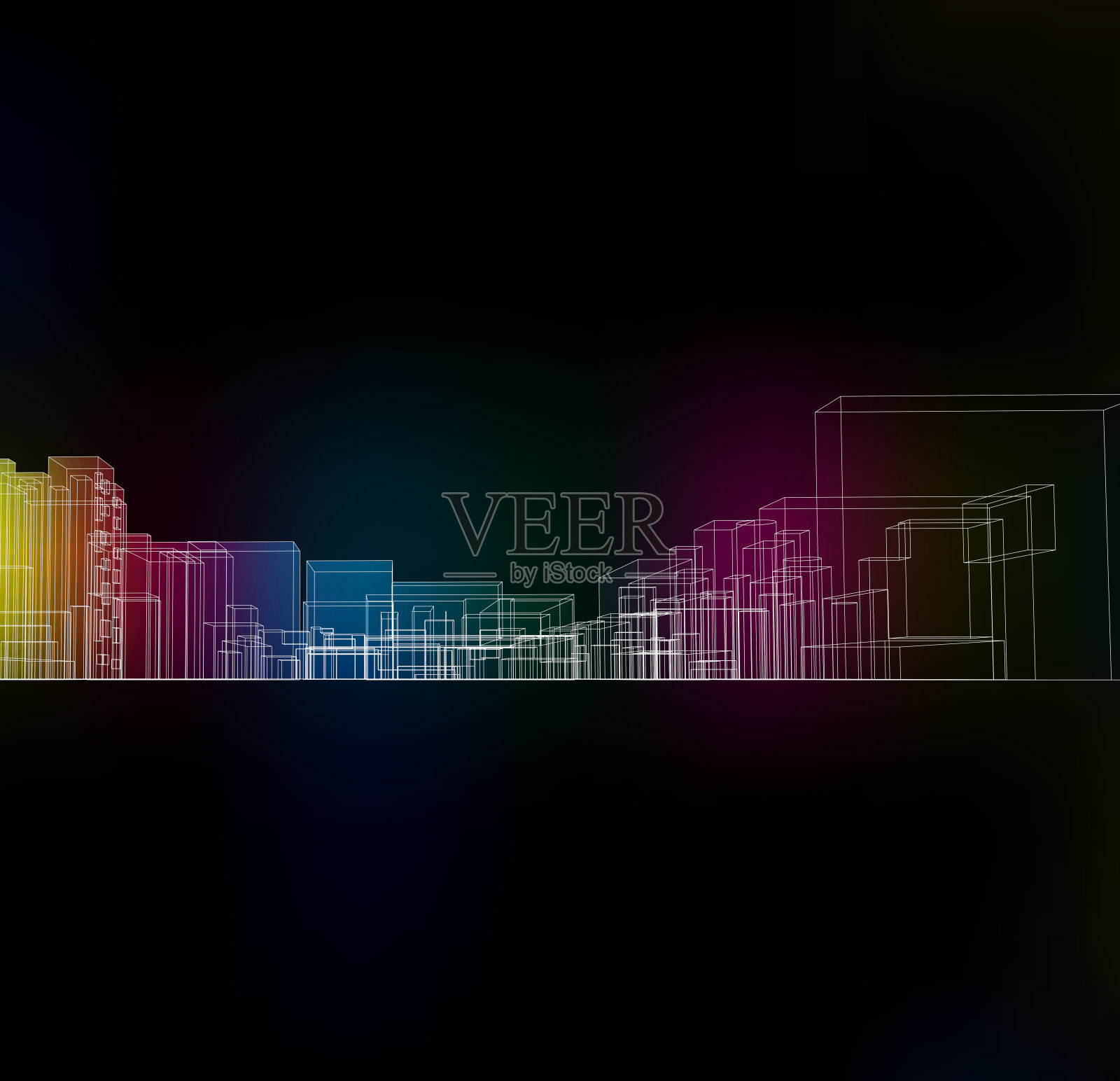 色彩缤纷的建筑结构背景插画图片素材