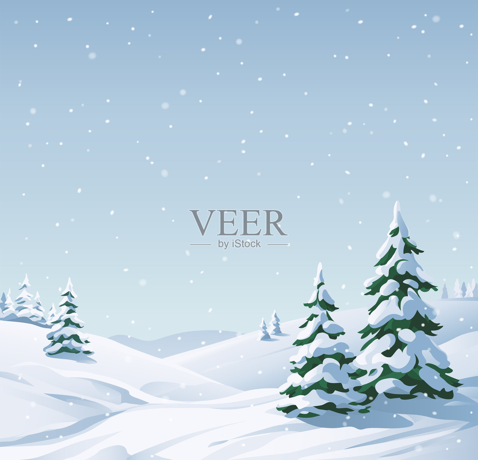 下雪的景色插画图片素材