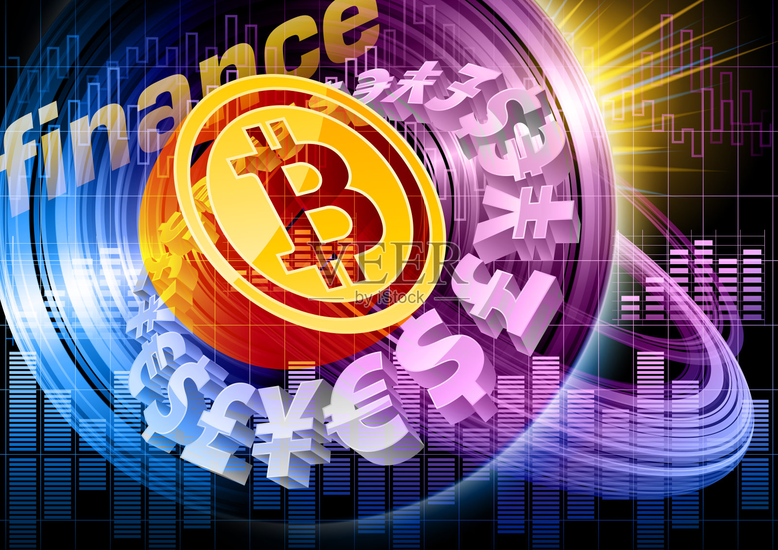 全球金融比特币插画图片素材