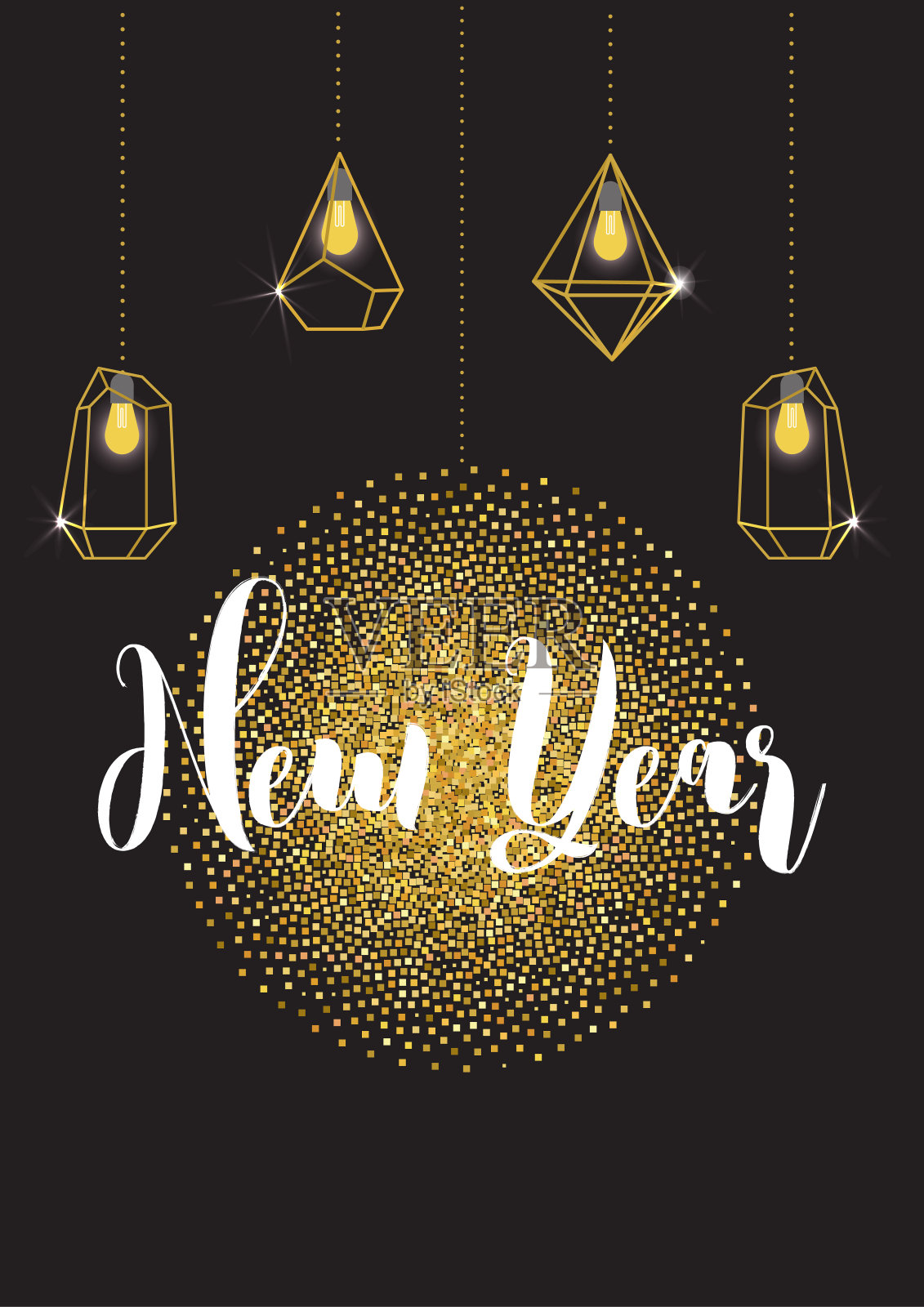 新年灯。矢量插图。插画图片素材