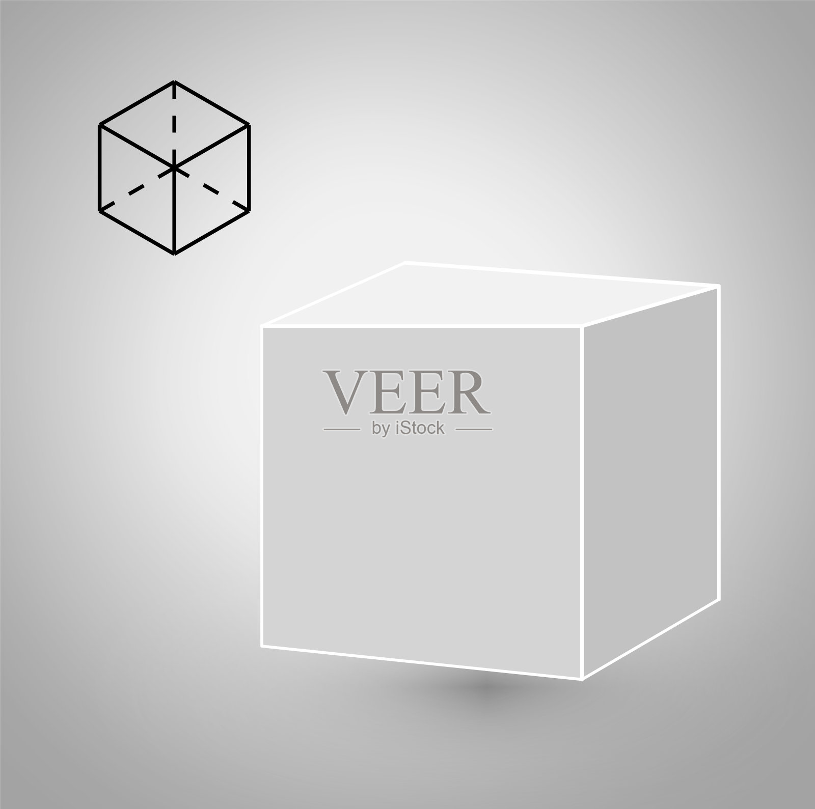 立方体是一种几何图形。嬉皮时尚极简设计。固体膜。立方体平面设计矢量插图，美术线条。矢量图设计元素图片