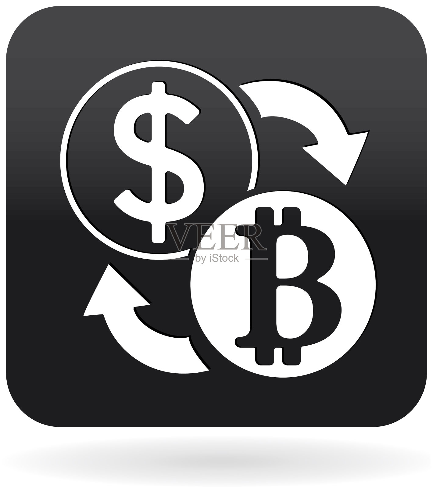 比特币和美元符号交换货币价值插画图片素材