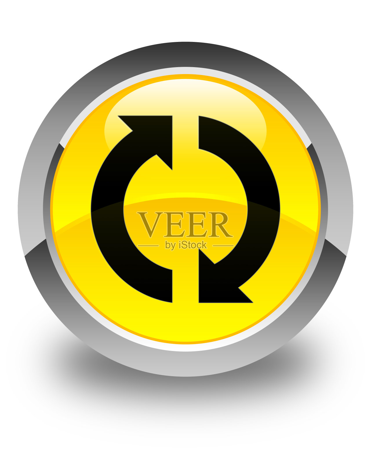 更新图标亮黄色圆形按钮图标素材