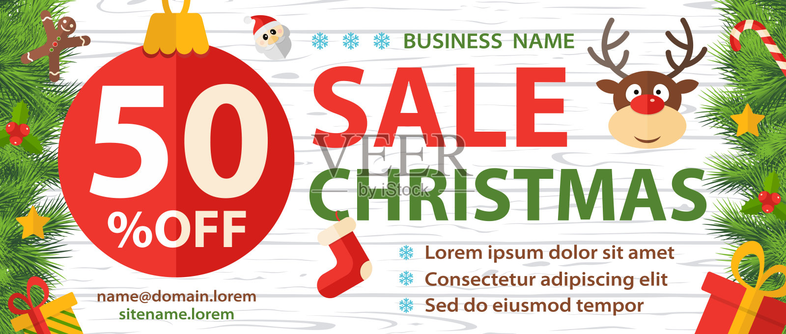 卡通圣诞促销优惠券模板-矢量设计模板素材