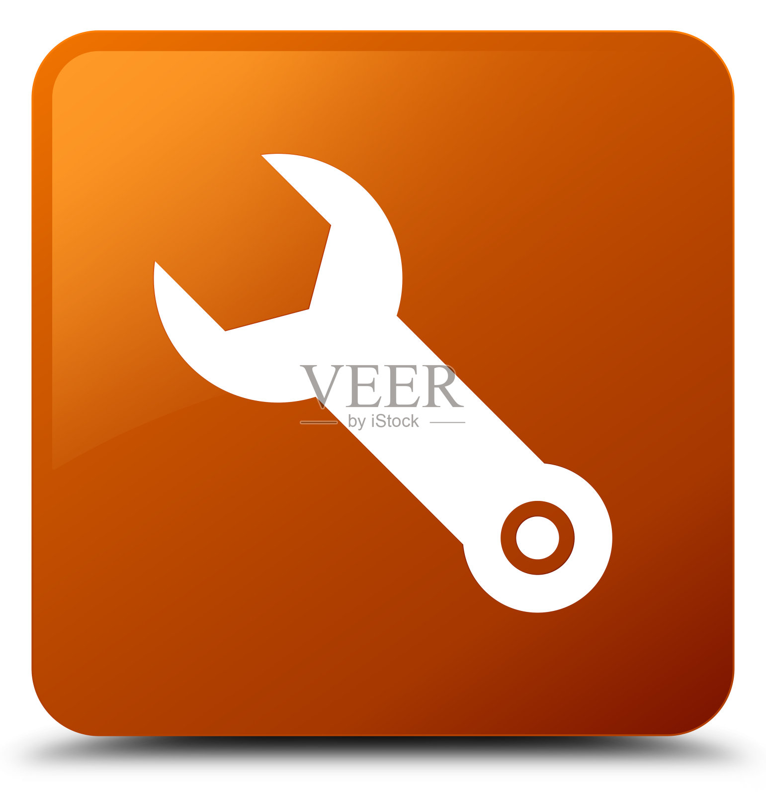 扳手图标棕色方形按钮插画图片素材