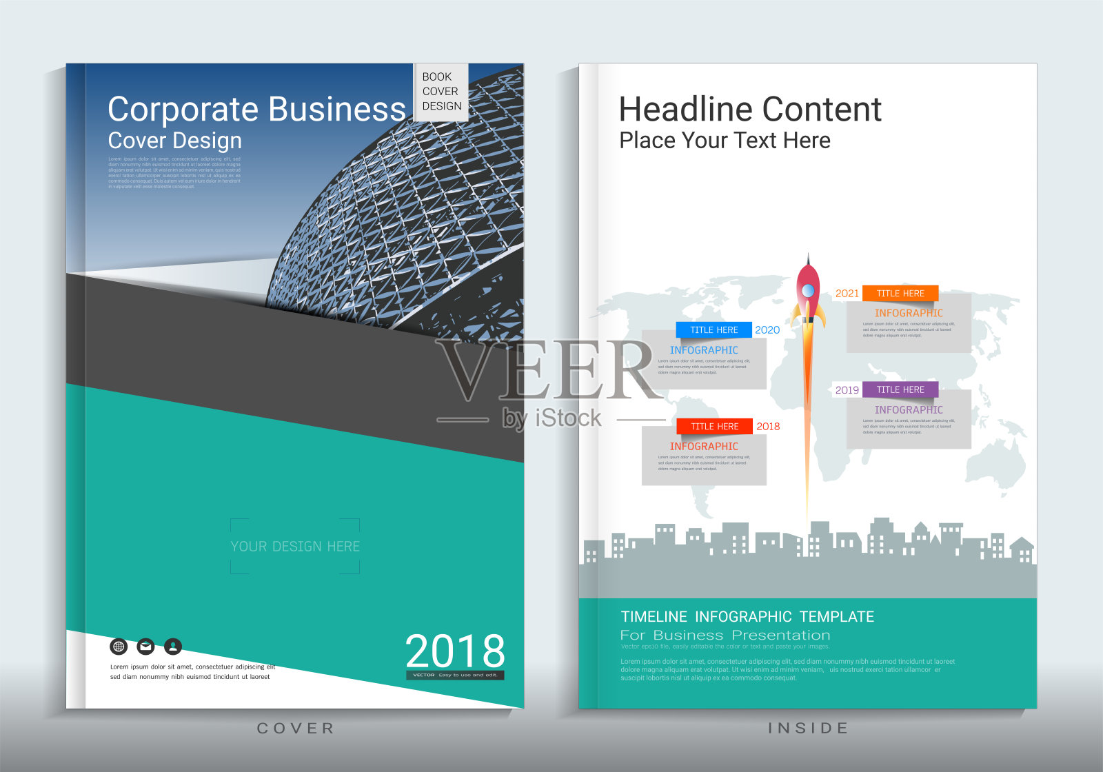 公司商业封面设计，有图片背景空间，用于年度报告，小册子，传单，单张，销售工具包，目录，杂志，小册子，作品集，海报，矢量模板A4大小。设计模板素材