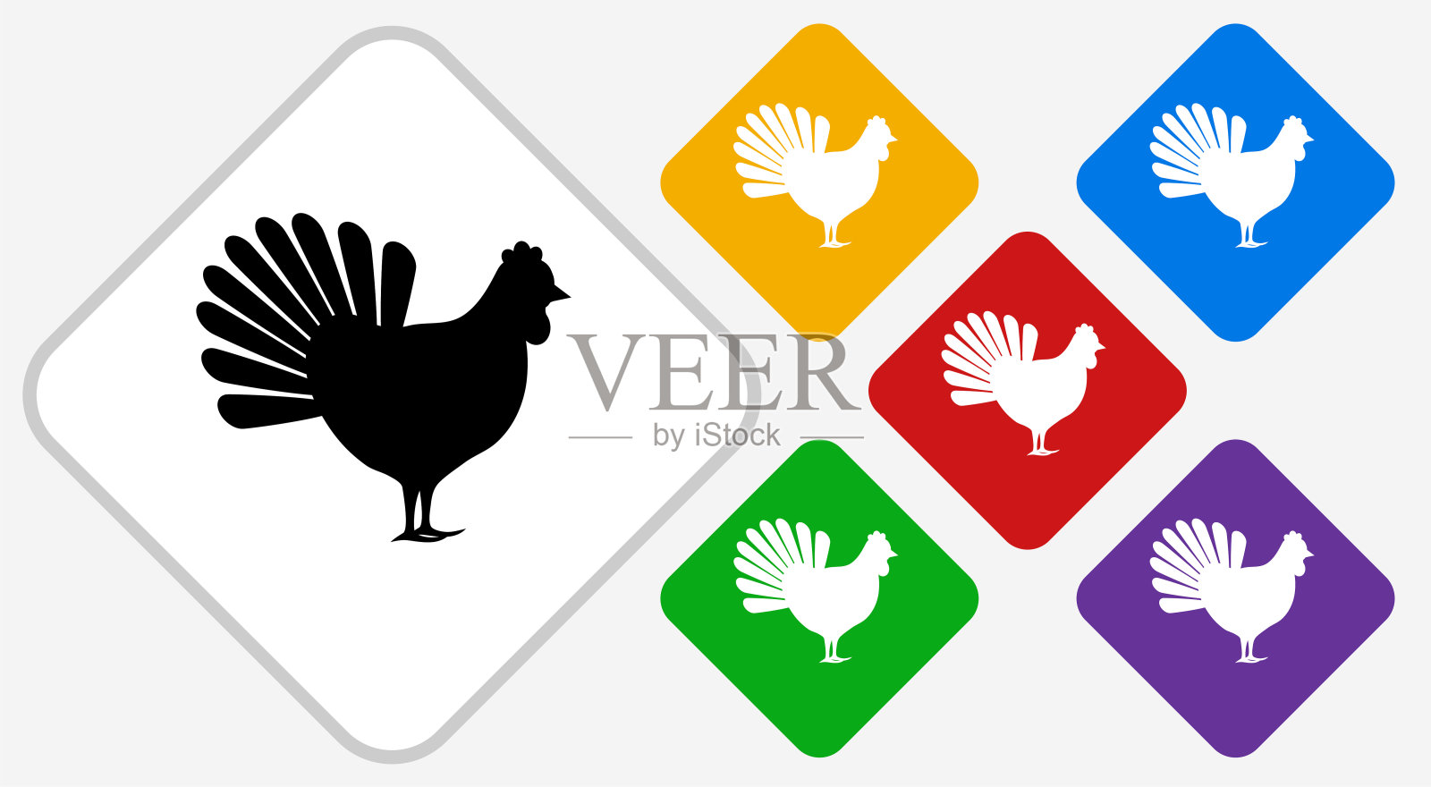 鸡颜色钻石矢量图标插画图片素材