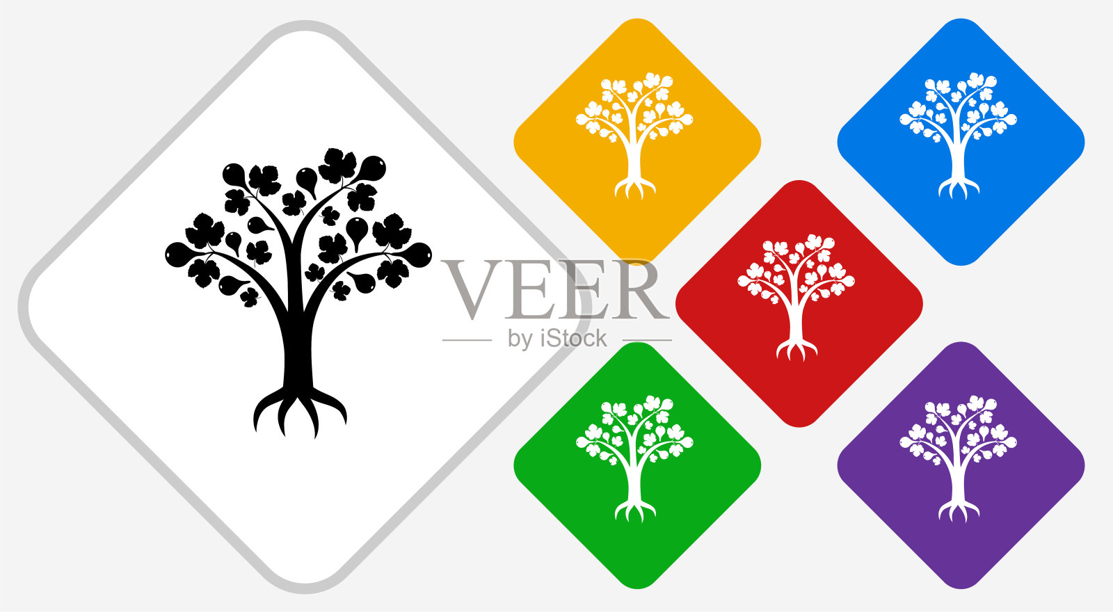 梨树颜色钻石矢量图标插画图片素材