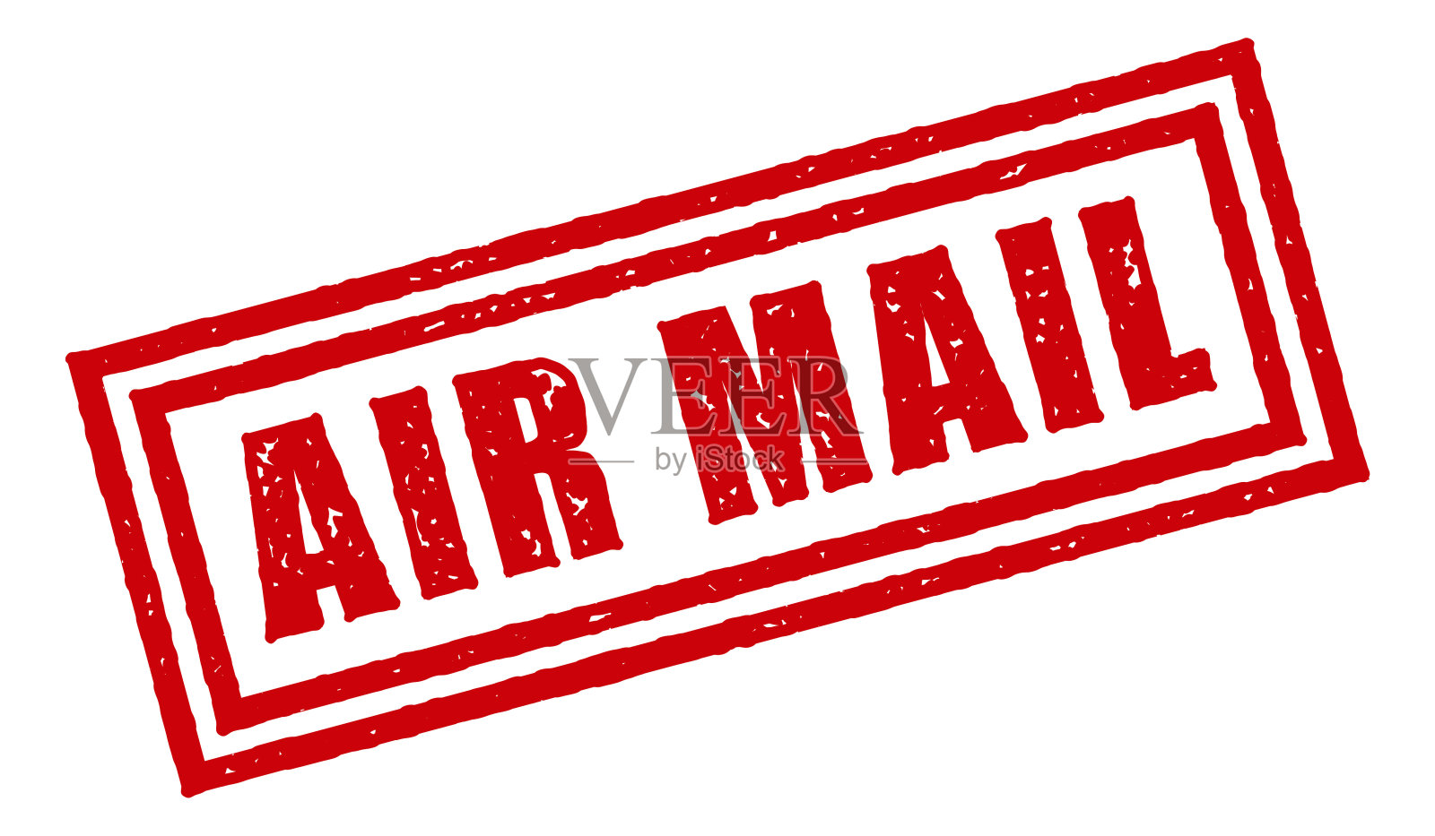 空邮红色橡皮邮票图标在透明的背景上插画图片素材