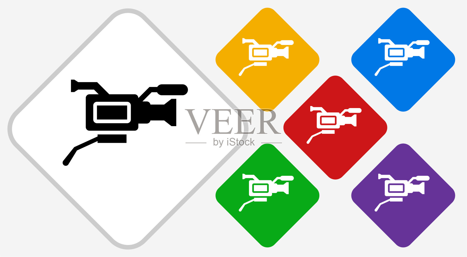 电影相机颜色钻石矢量图标插画图片素材