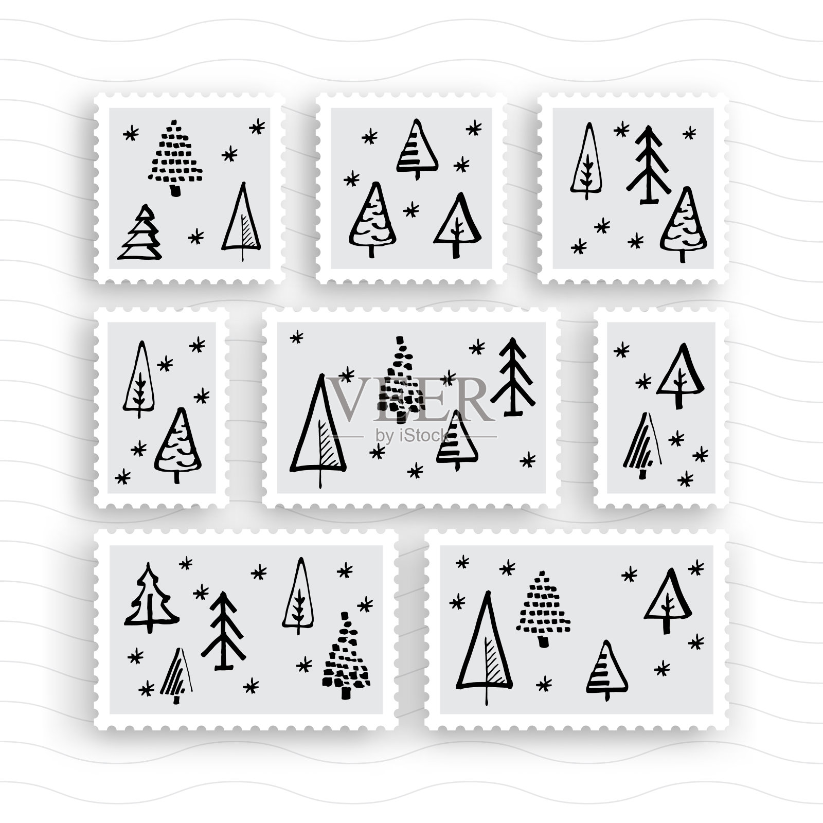 一套邮票插画图片素材