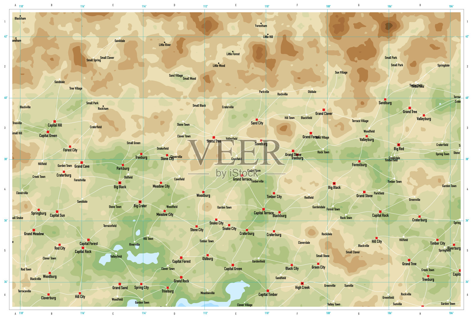 自然颜色通用地形图插画图片素材