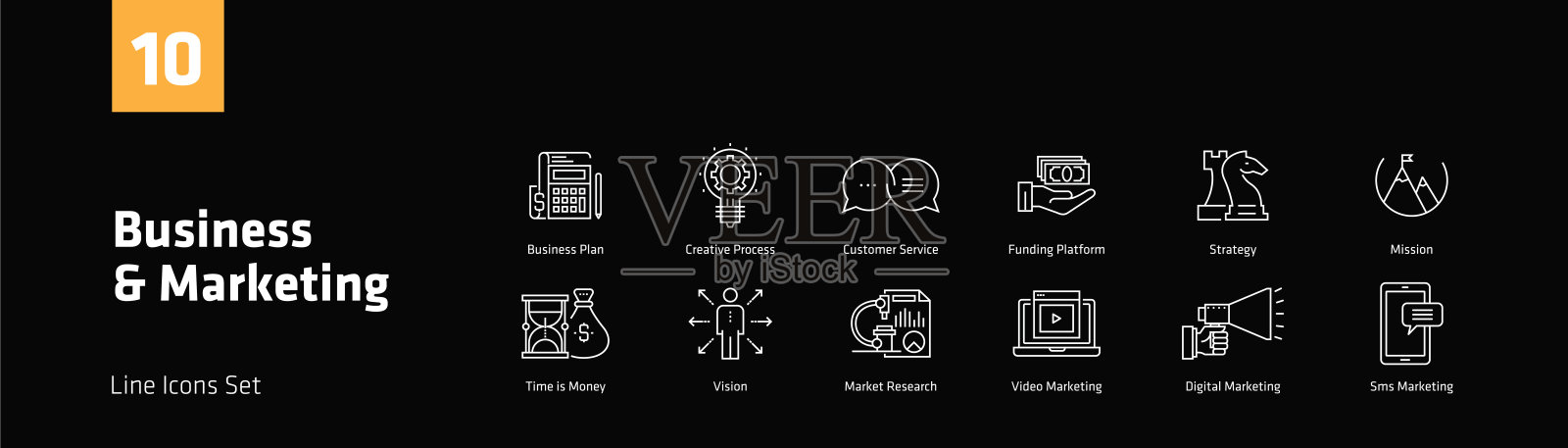 业务和营销线图标集插画图片素材